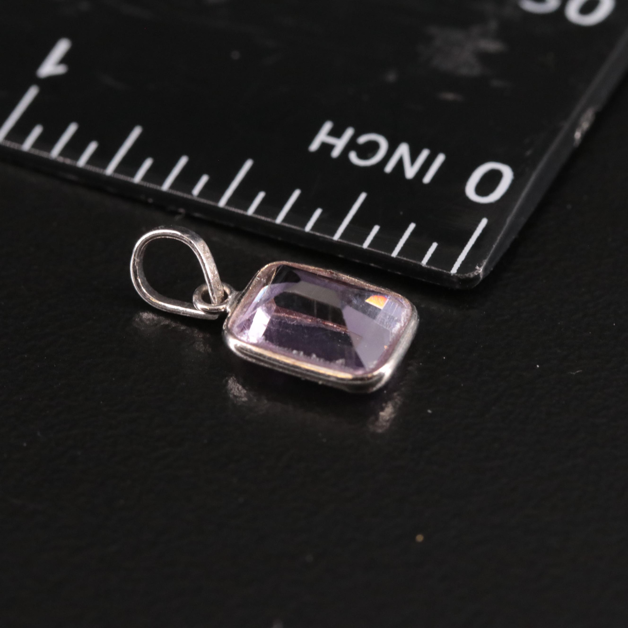 14K Rectangular Amethyst Pendant