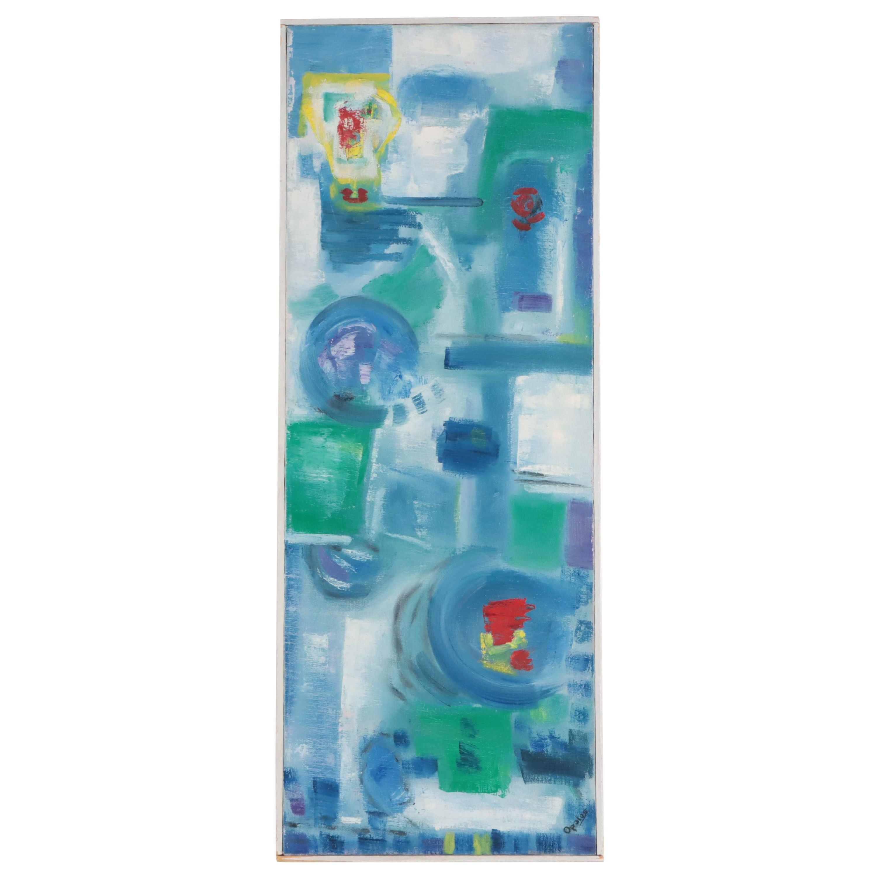 Christine Opolos Non-Objective Oil Painting, Mid-20th Century