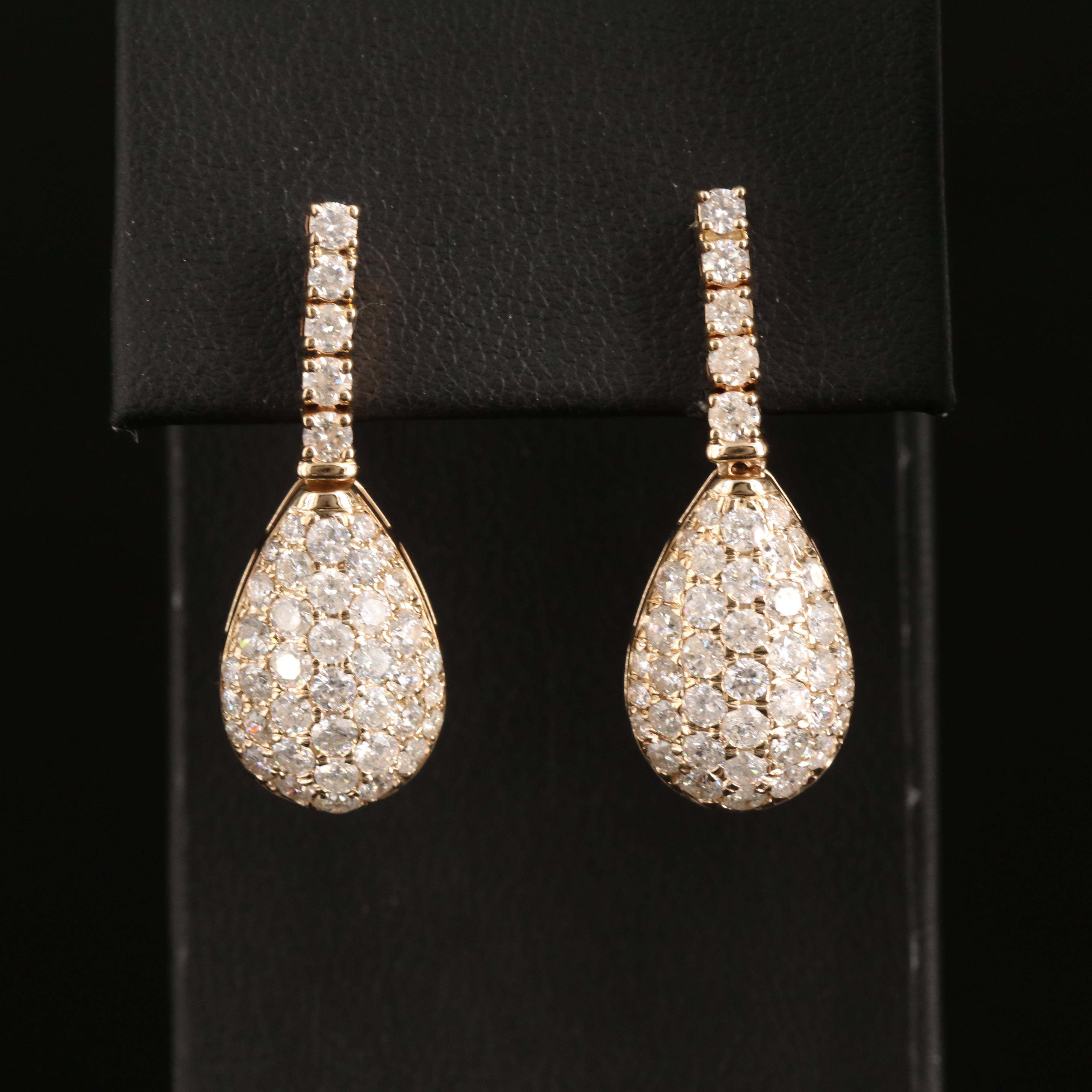 14K 3.10 CTW Pavé Diamond Teardrop Earrings
