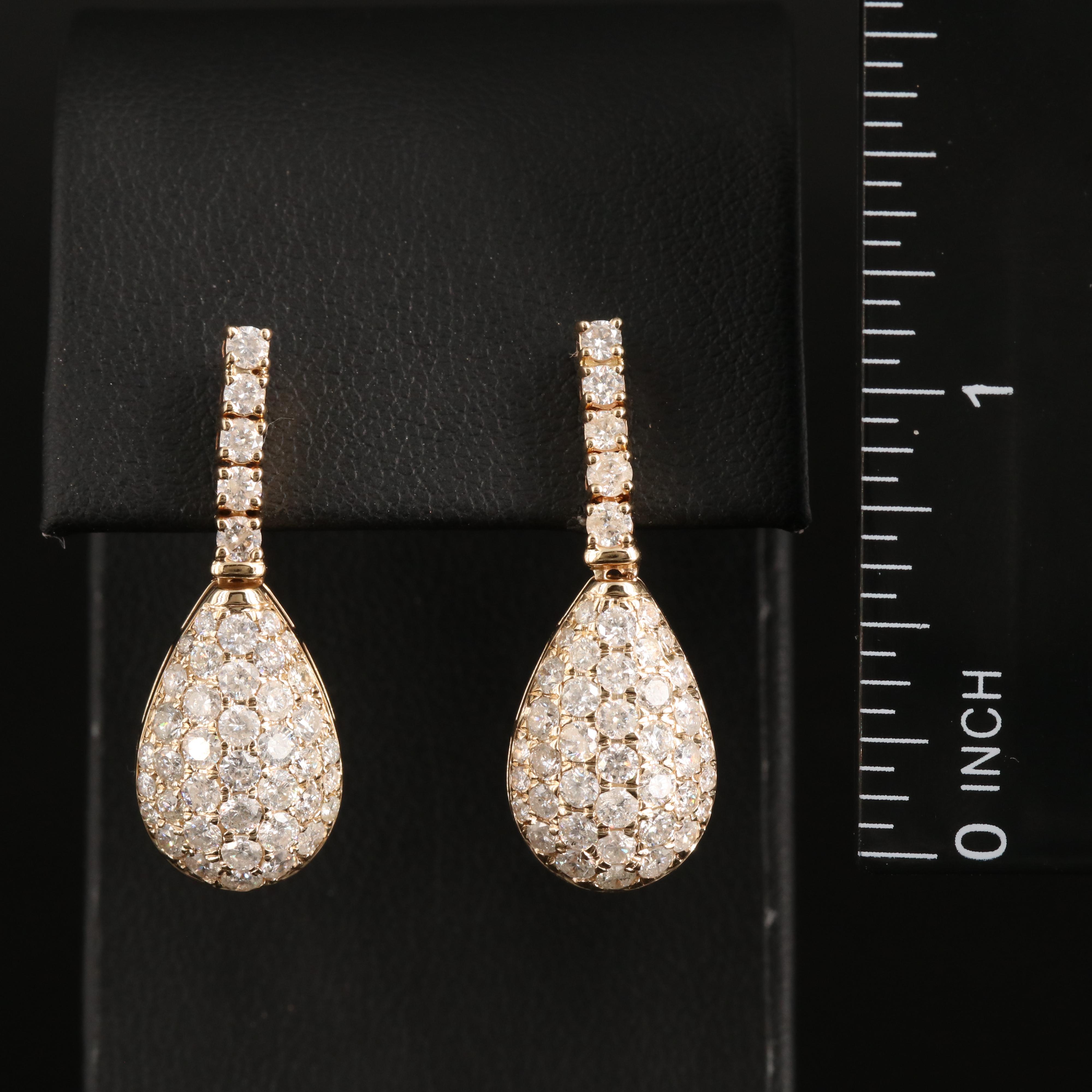 14K 3.10 CTW Pavé Diamond Teardrop Earrings