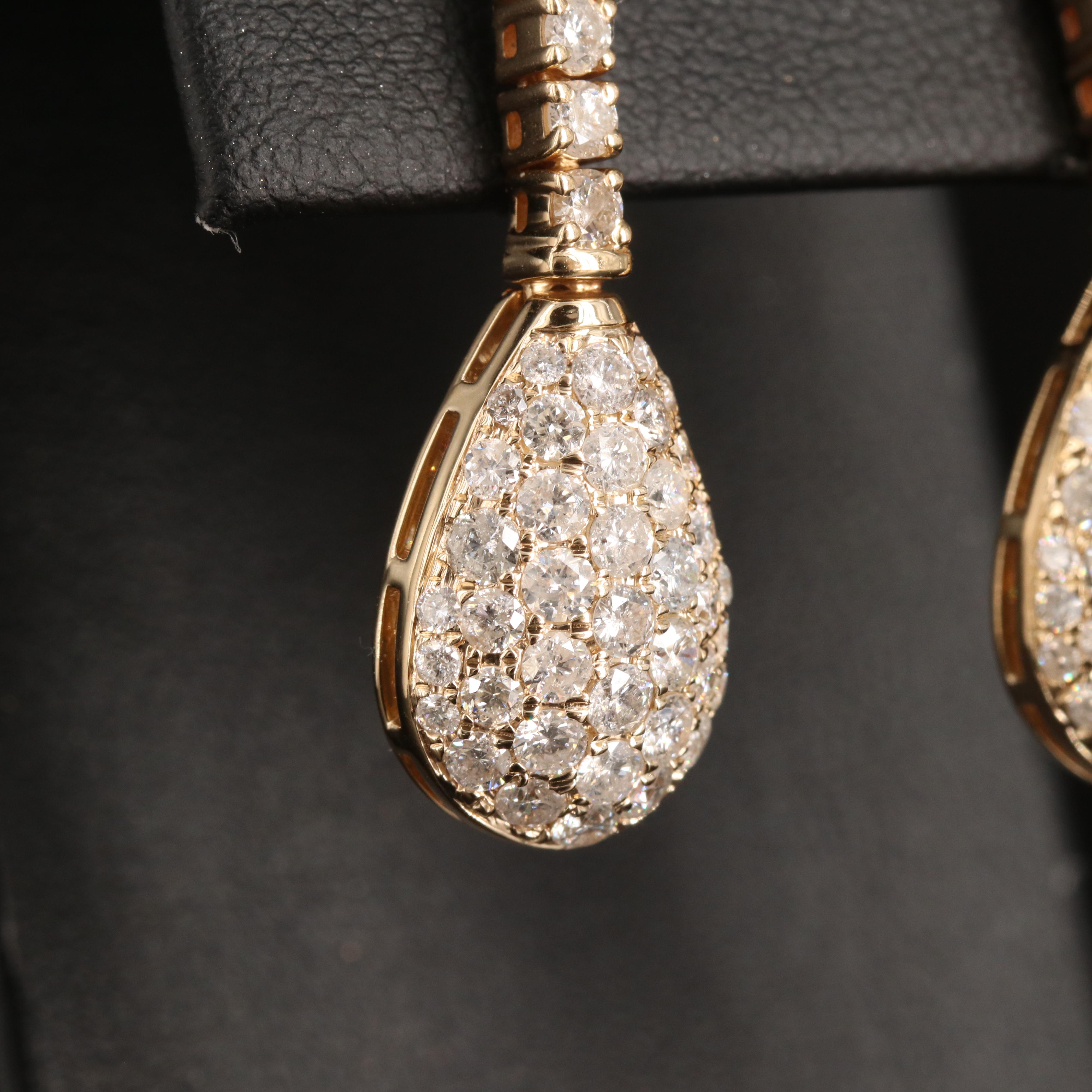 14K 3.10 CTW Pavé Diamond Teardrop Earrings