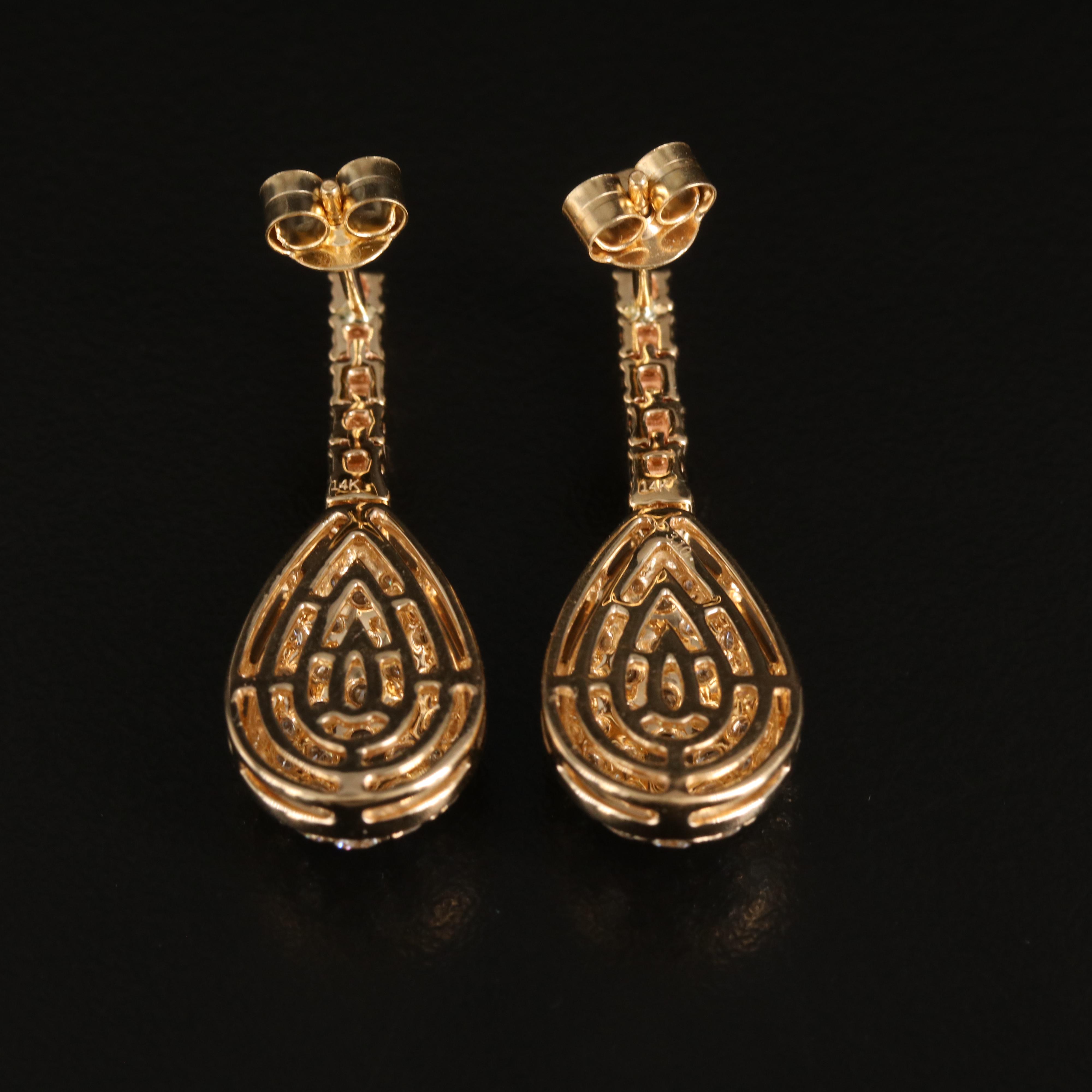 14K 3.10 CTW Pavé Diamond Teardrop Earrings