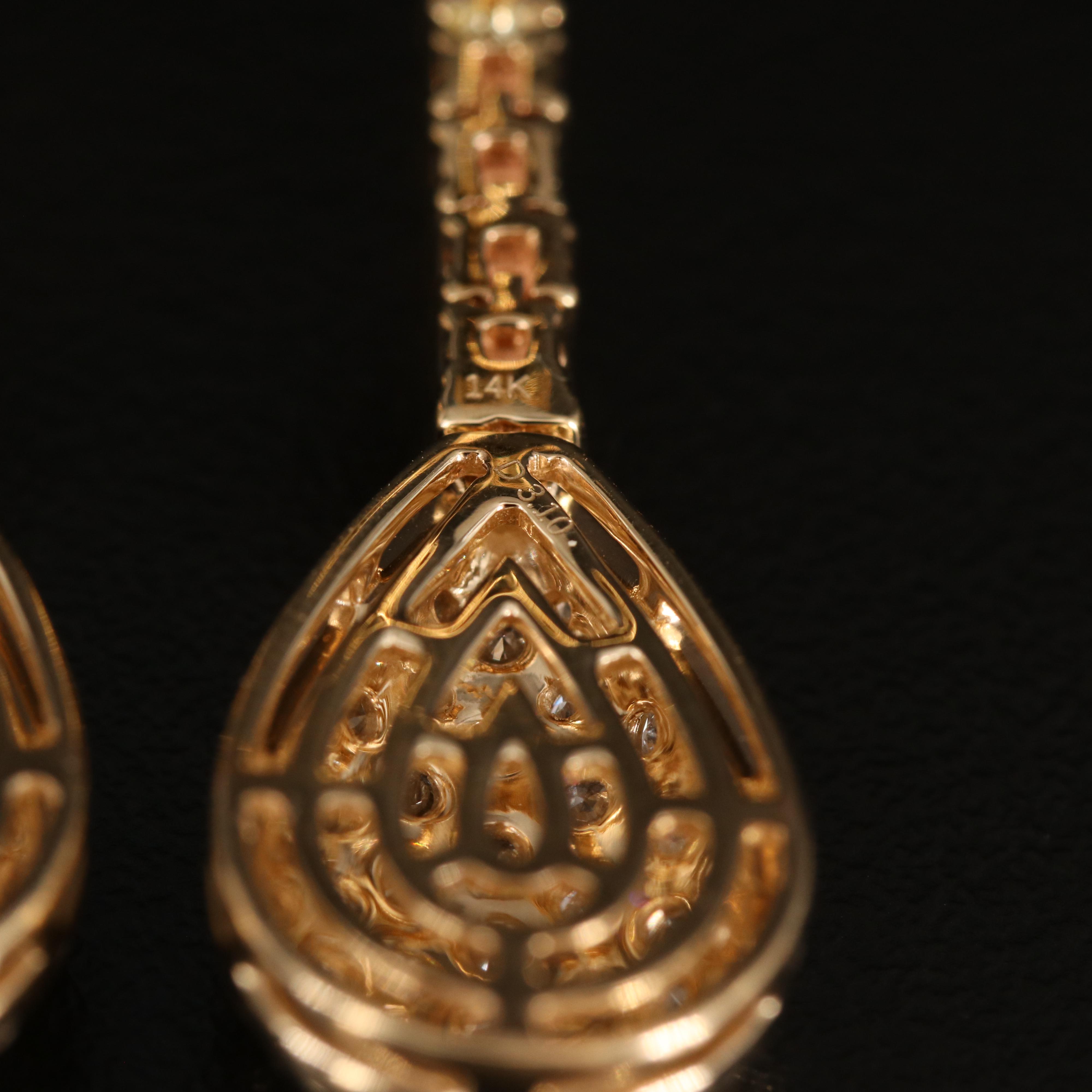 14K 3.10 CTW Pavé Diamond Teardrop Earrings