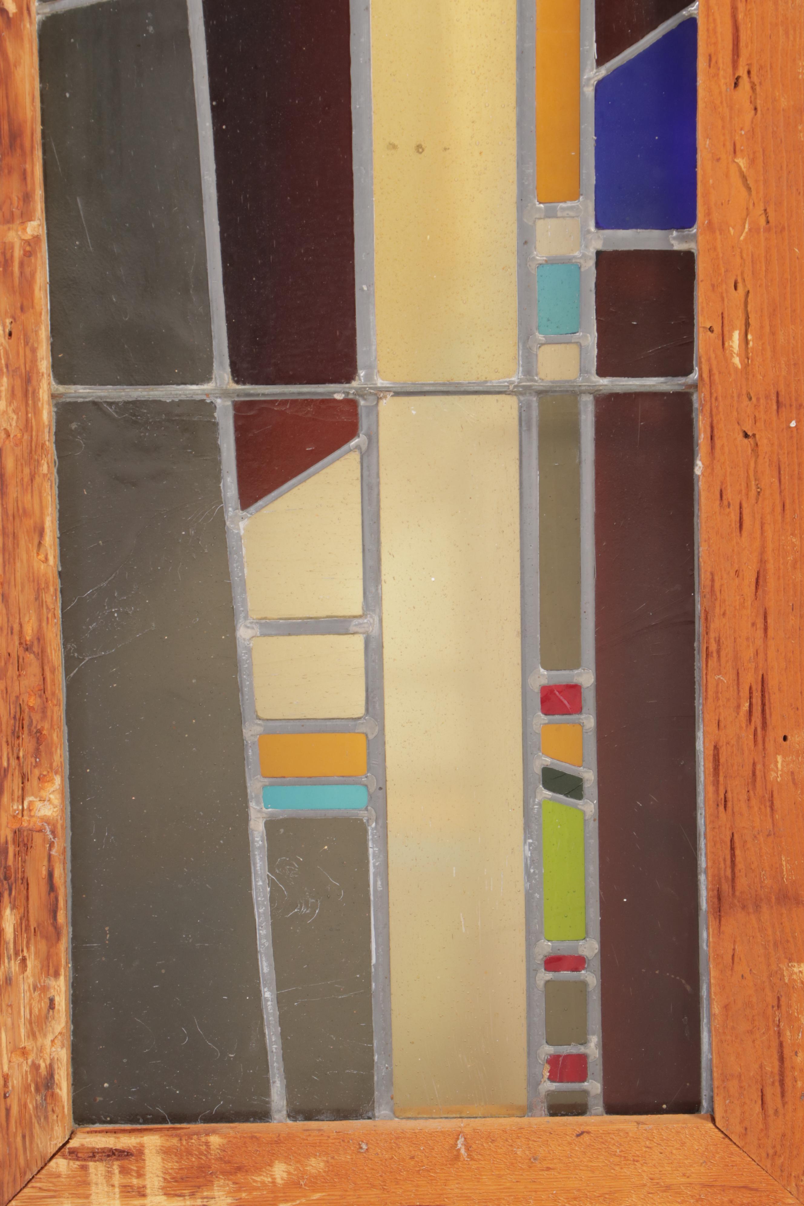 Three Large Modern Stained Glass Window Panel Inserts