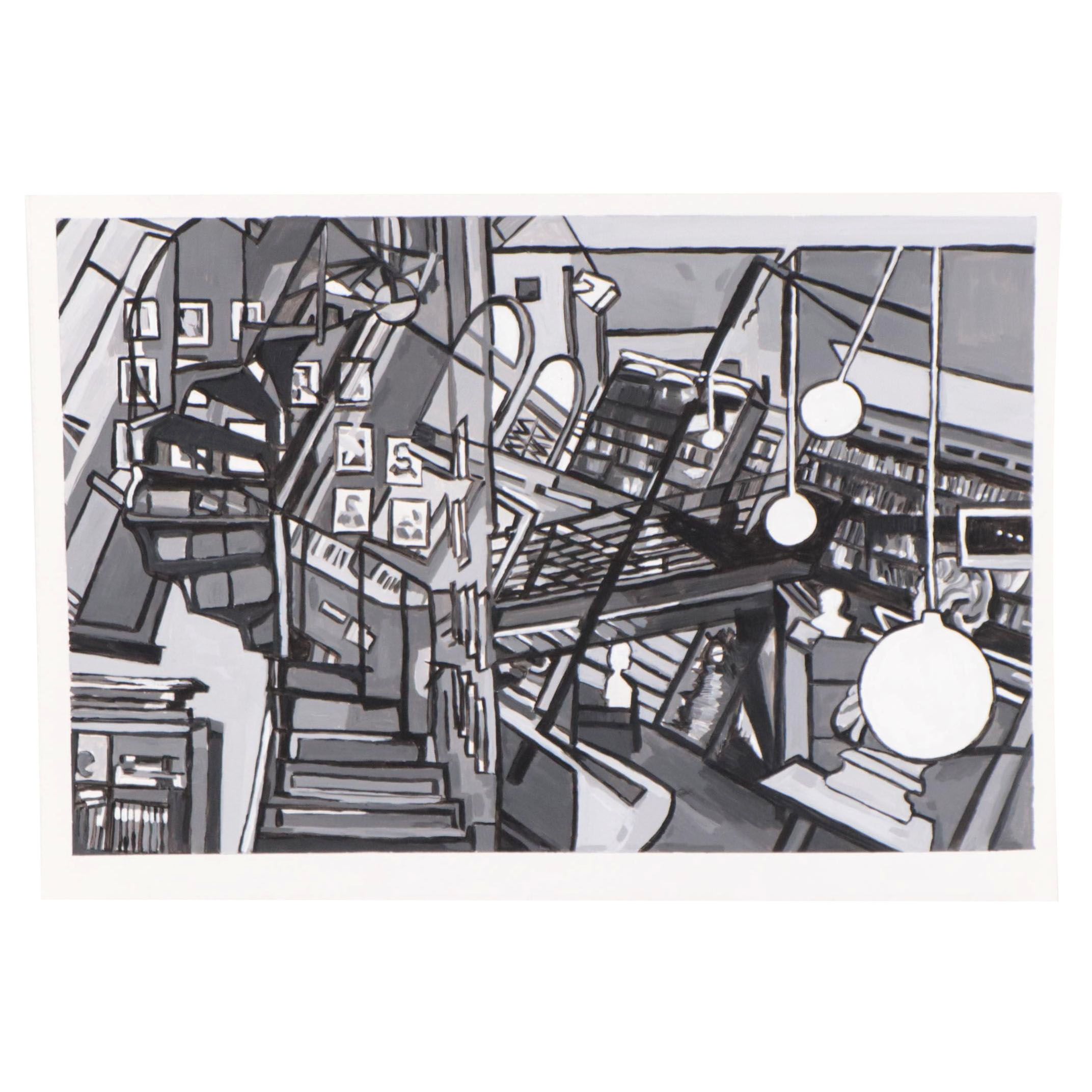 Rhee Lightner Acrylic Painting "The Mercantile Library," 2016