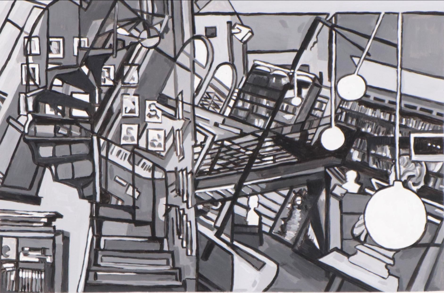 Rhee Lightner Acrylic Painting "The Mercantile Library," 2016