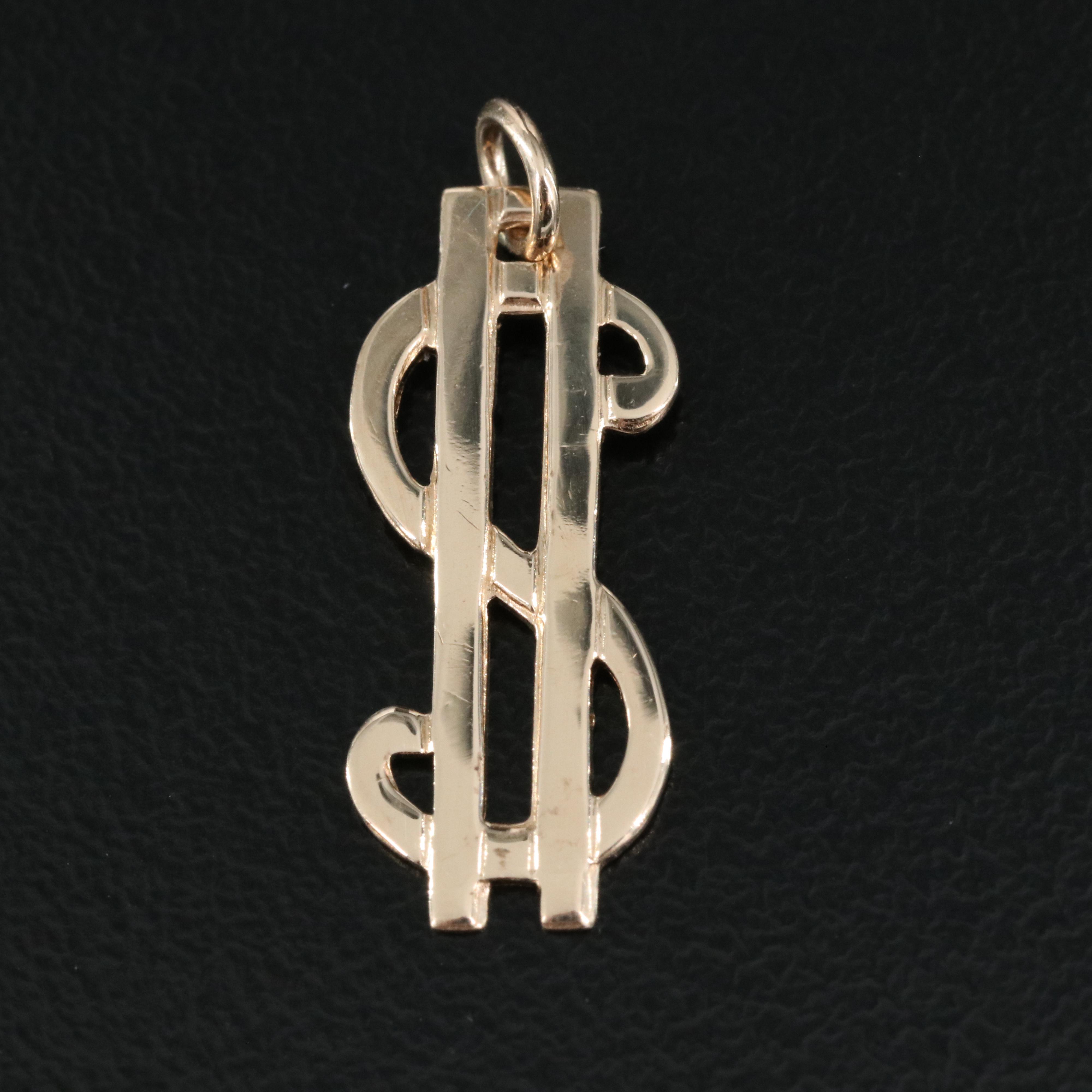 10K Dollar Sign Charm