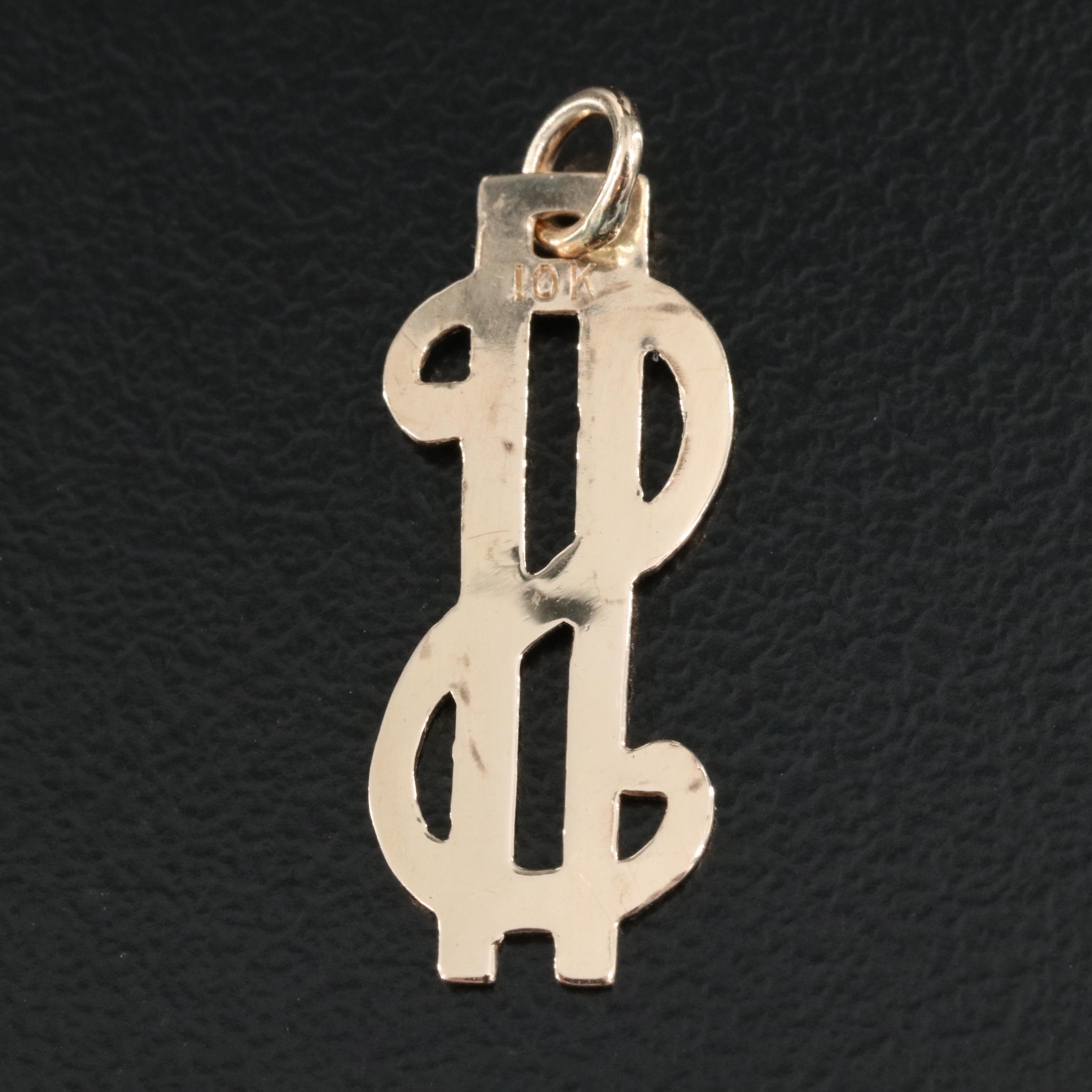 10K Dollar Sign Charm