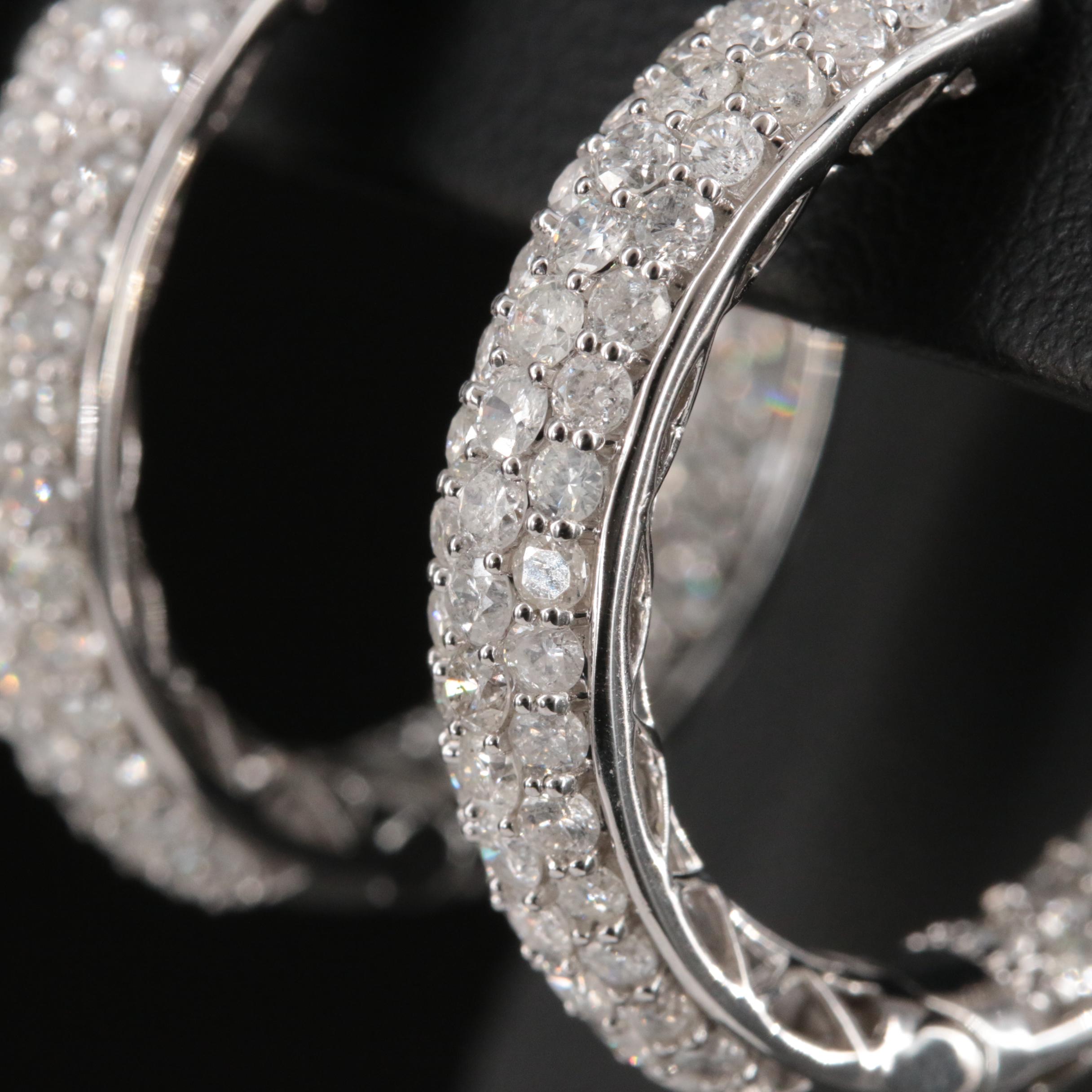 14K 5.24 CTW Pavé Diamond Inside-Out Hoop Earrings