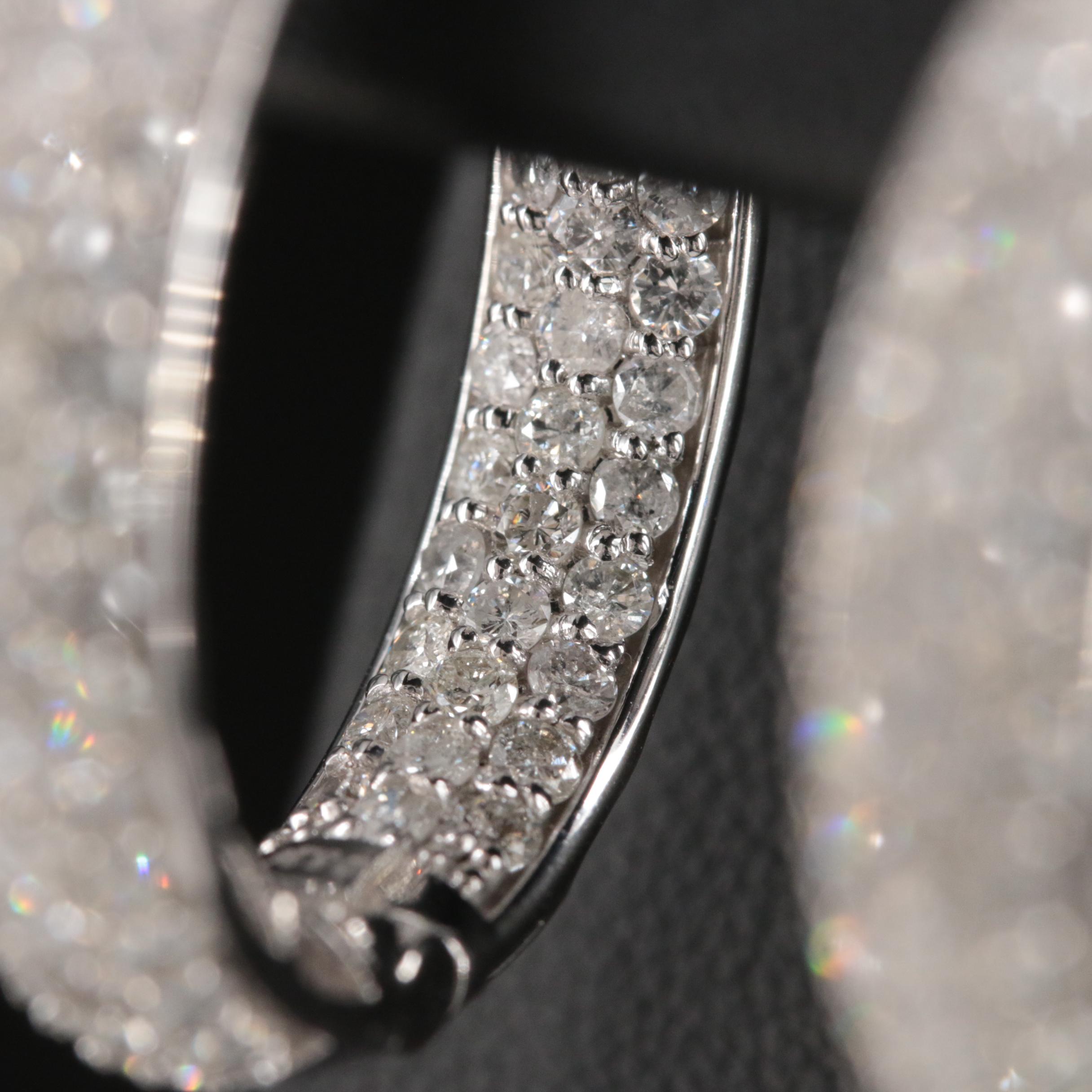 14K 5.24 CTW Pavé Diamond Inside-Out Hoop Earrings