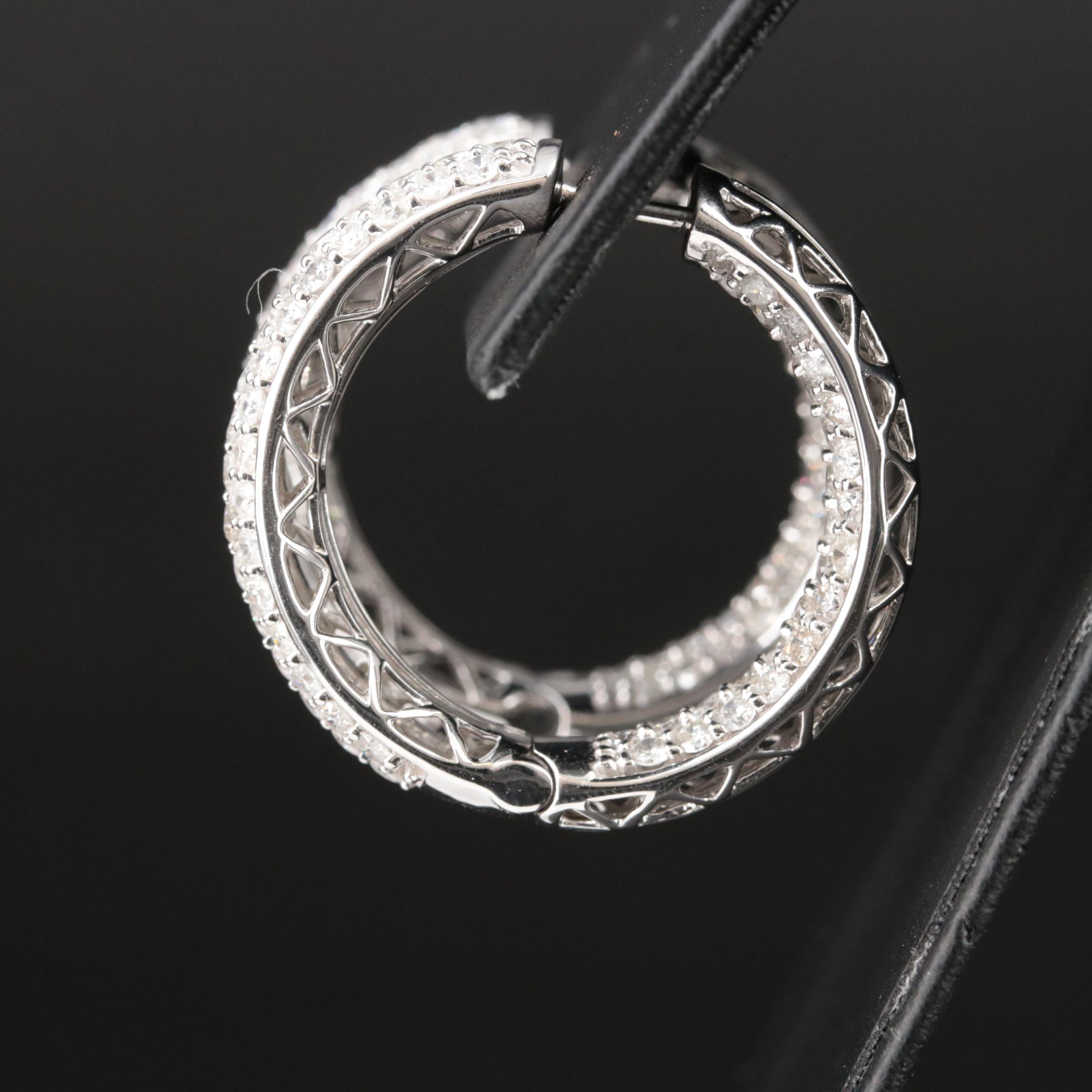 14K 5.24 CTW Pavé Diamond Inside-Out Hoop Earrings