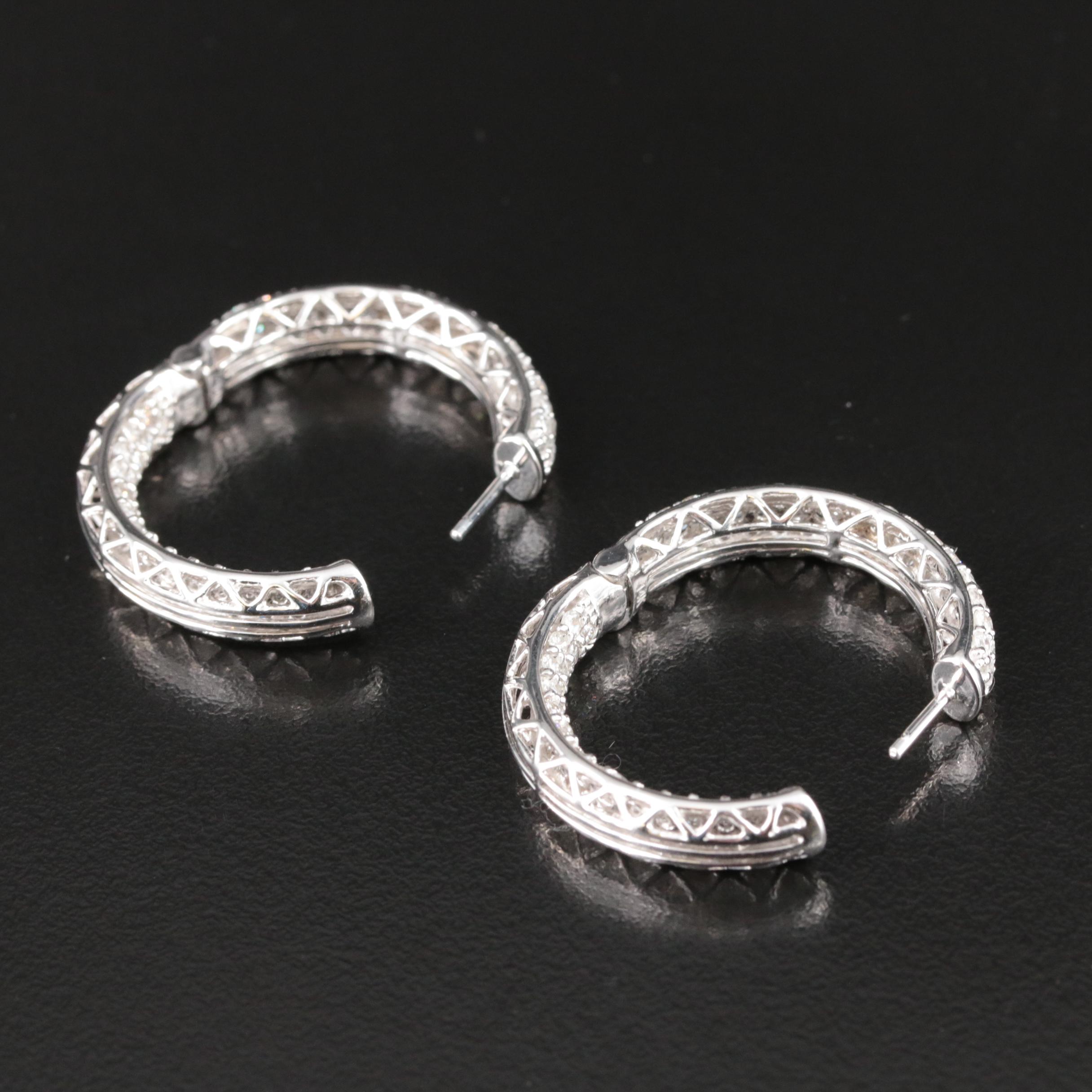 14K 5.24 CTW Pavé Diamond Inside-Out Hoop Earrings