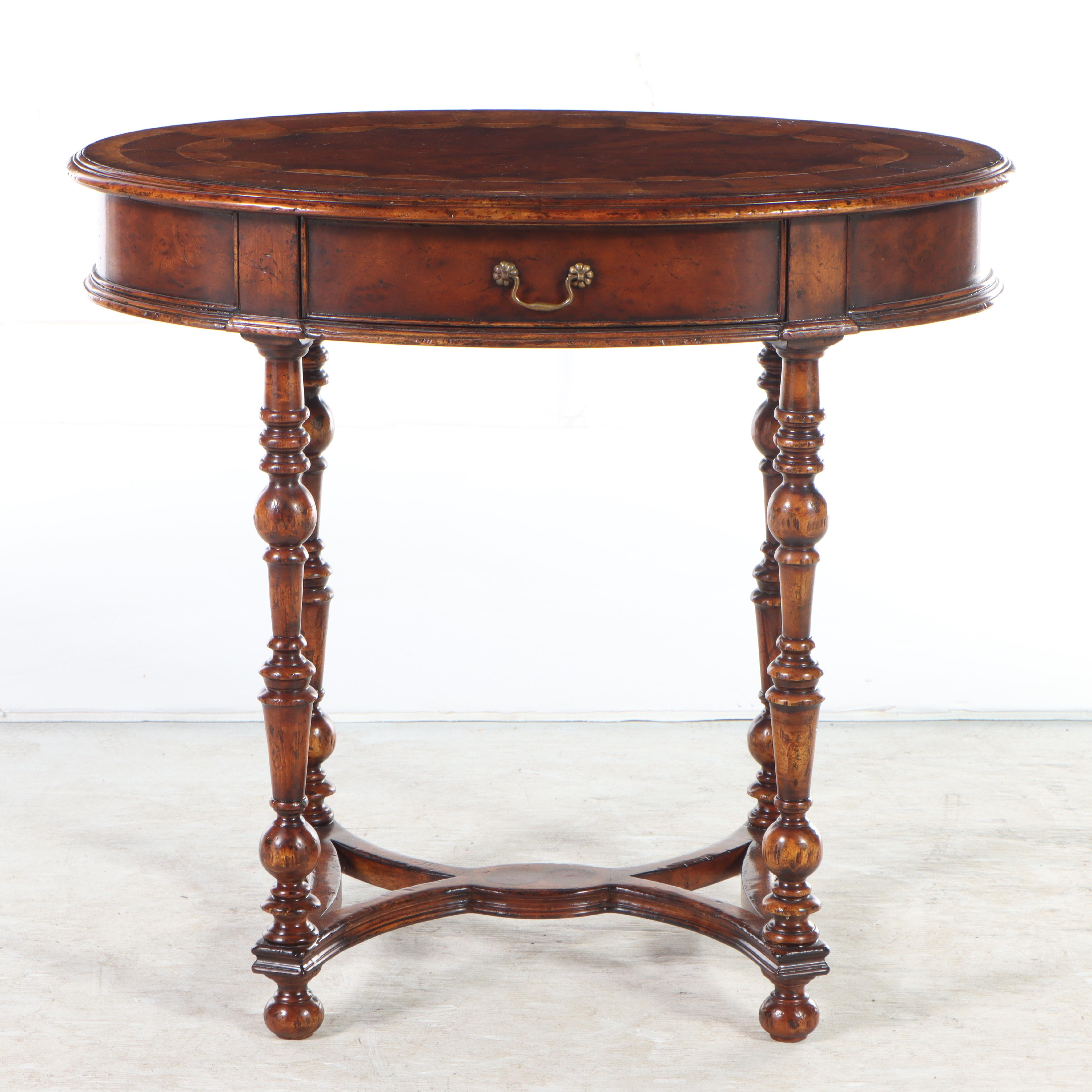 Jonathan Charles "Windsor Collection" Oval Marquetry Side Table