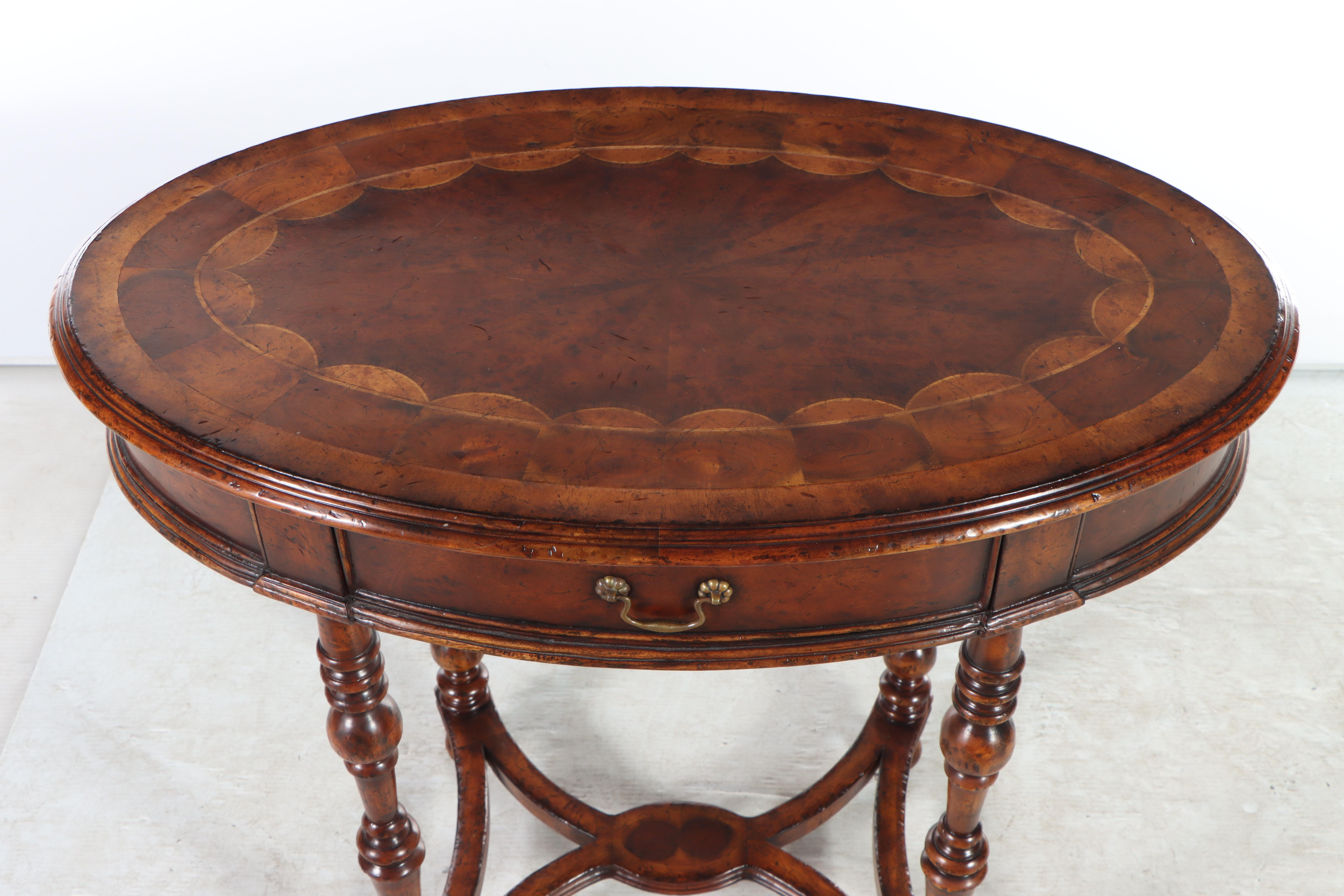 Jonathan Charles "Windsor Collection" Oval Marquetry Side Table
