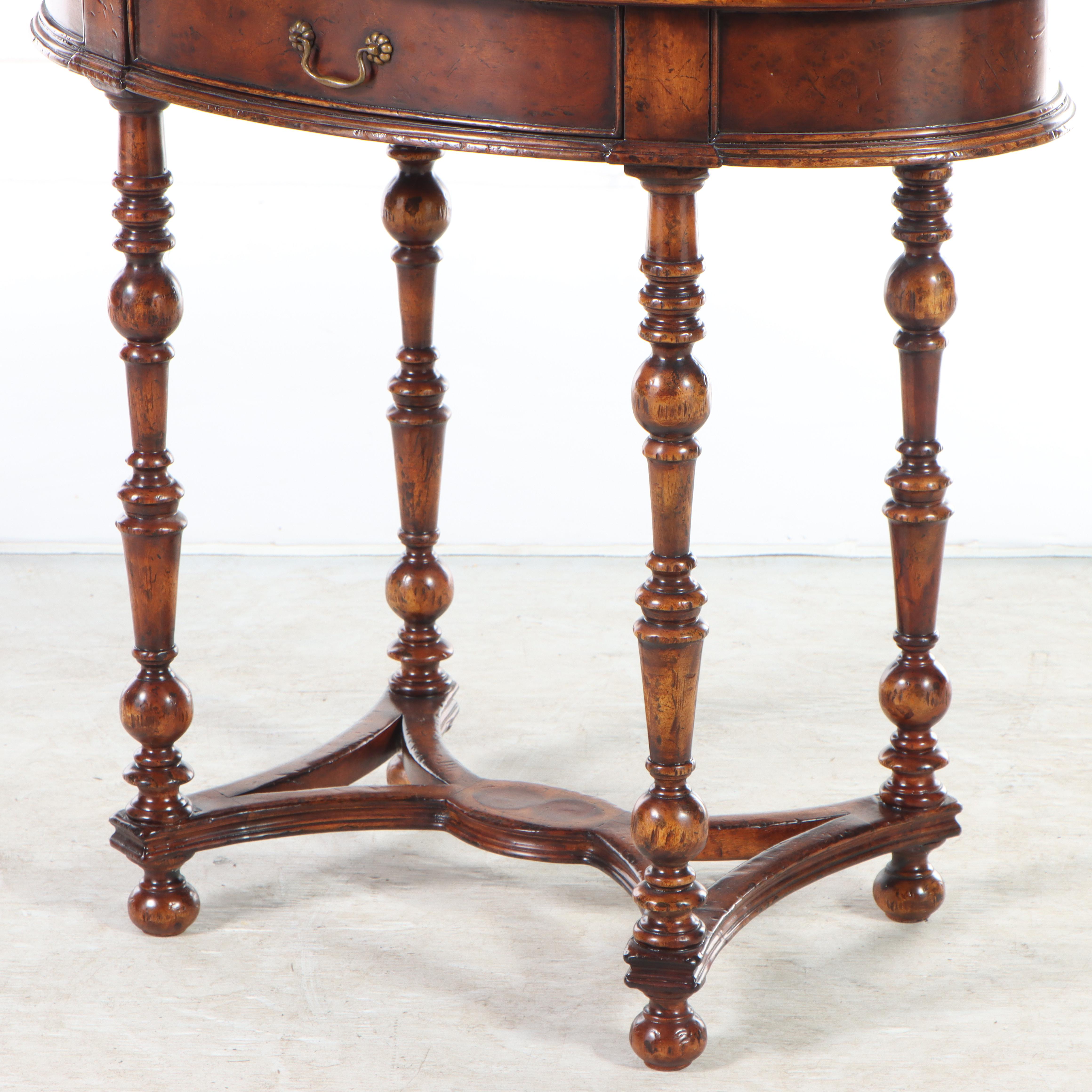 Jonathan Charles "Windsor Collection" Oval Marquetry Side Table