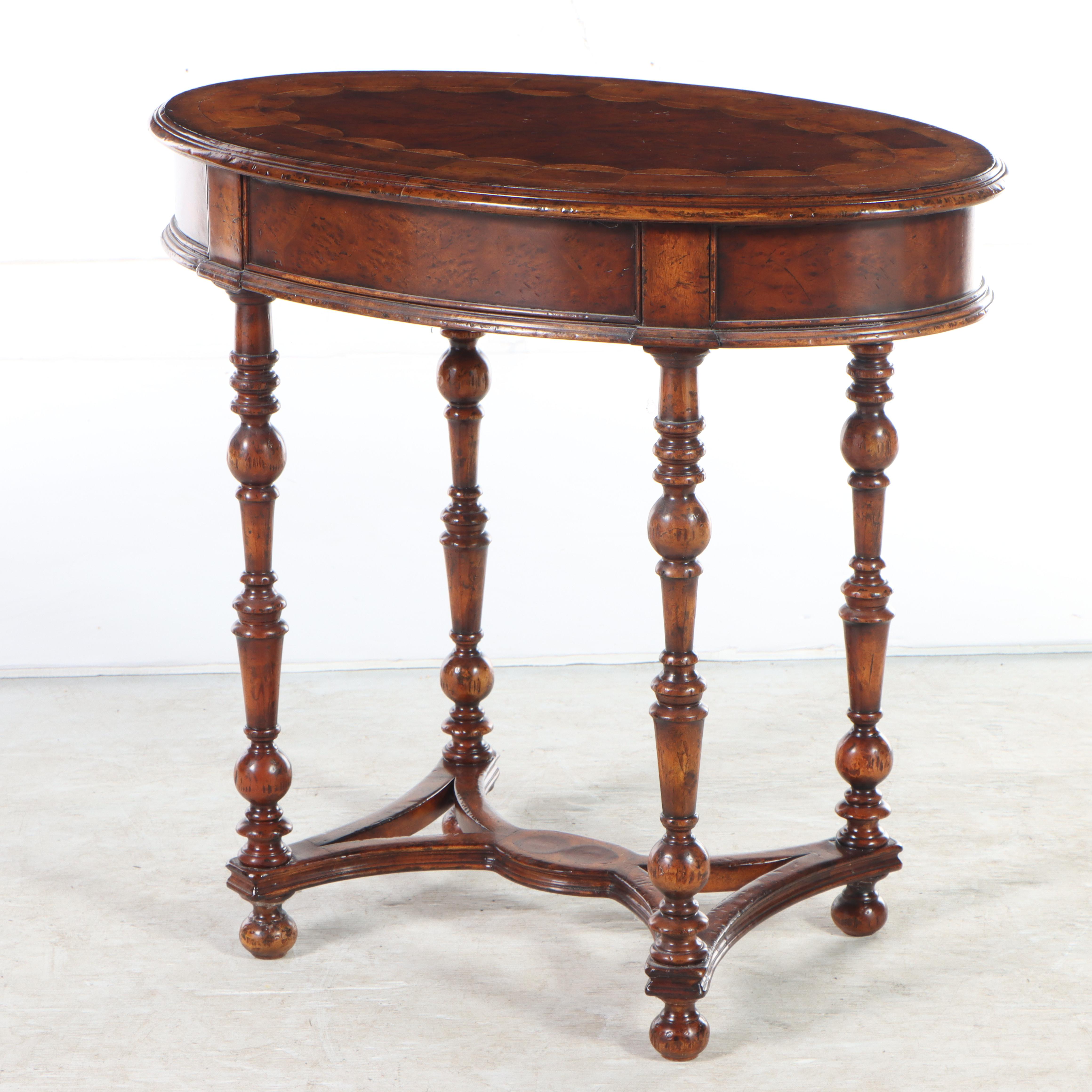 Jonathan Charles "Windsor Collection" Oval Marquetry Side Table