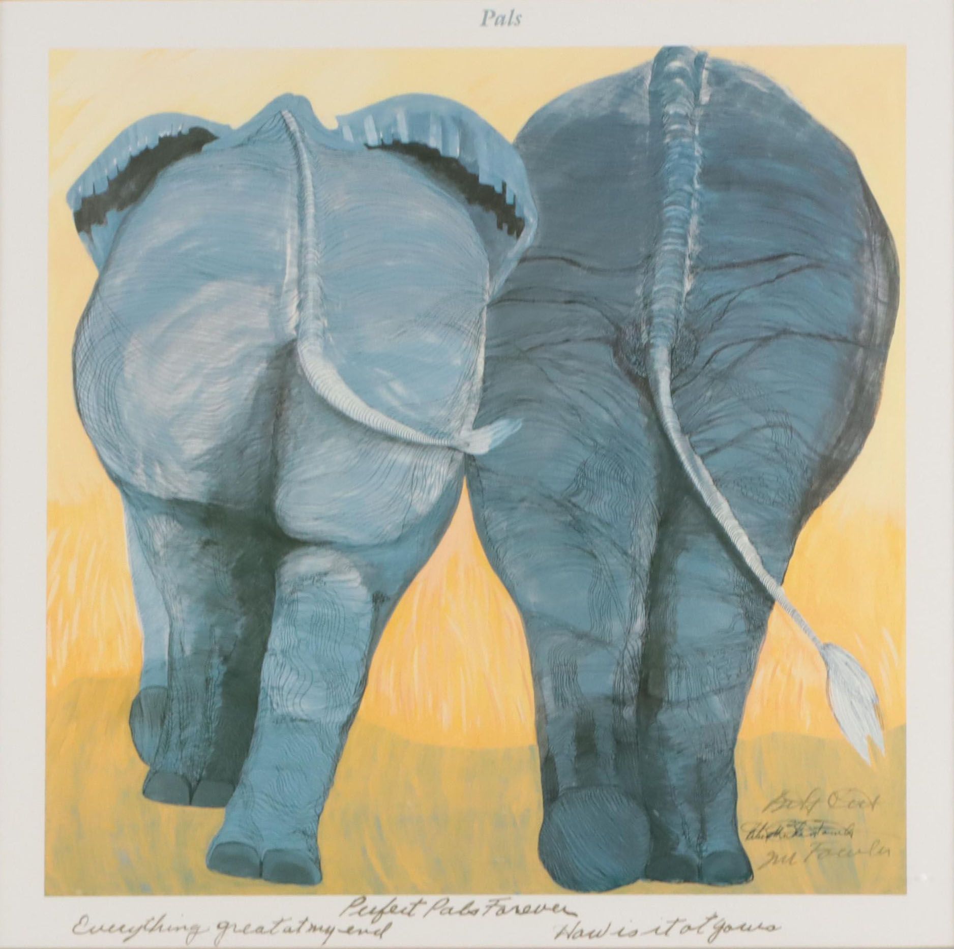 Betsey M. Fowler Offset Lithograph of Elephants "Pals"