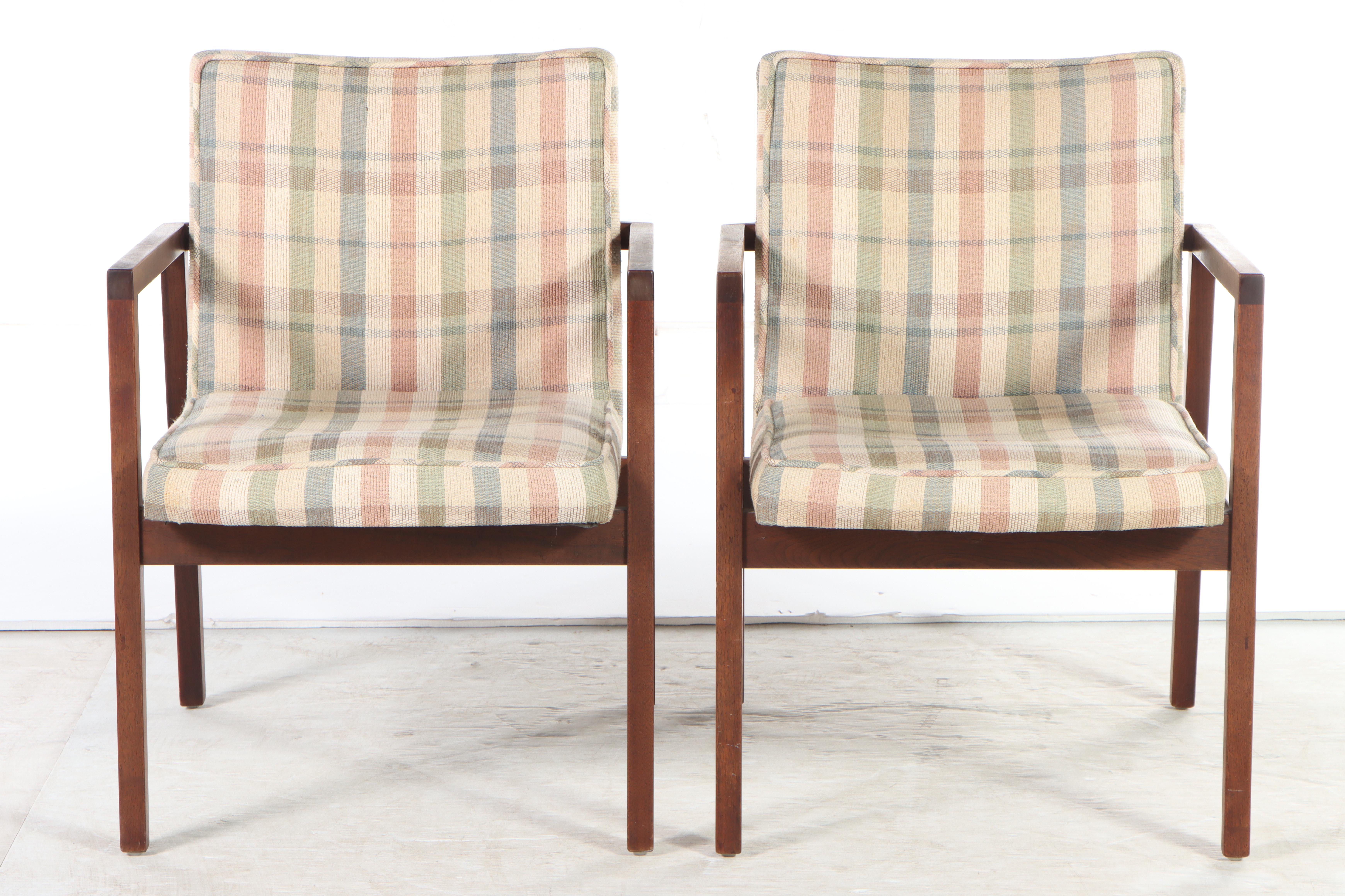 Pair of George Nelson for Herman Miller Walnut Open Armchairs