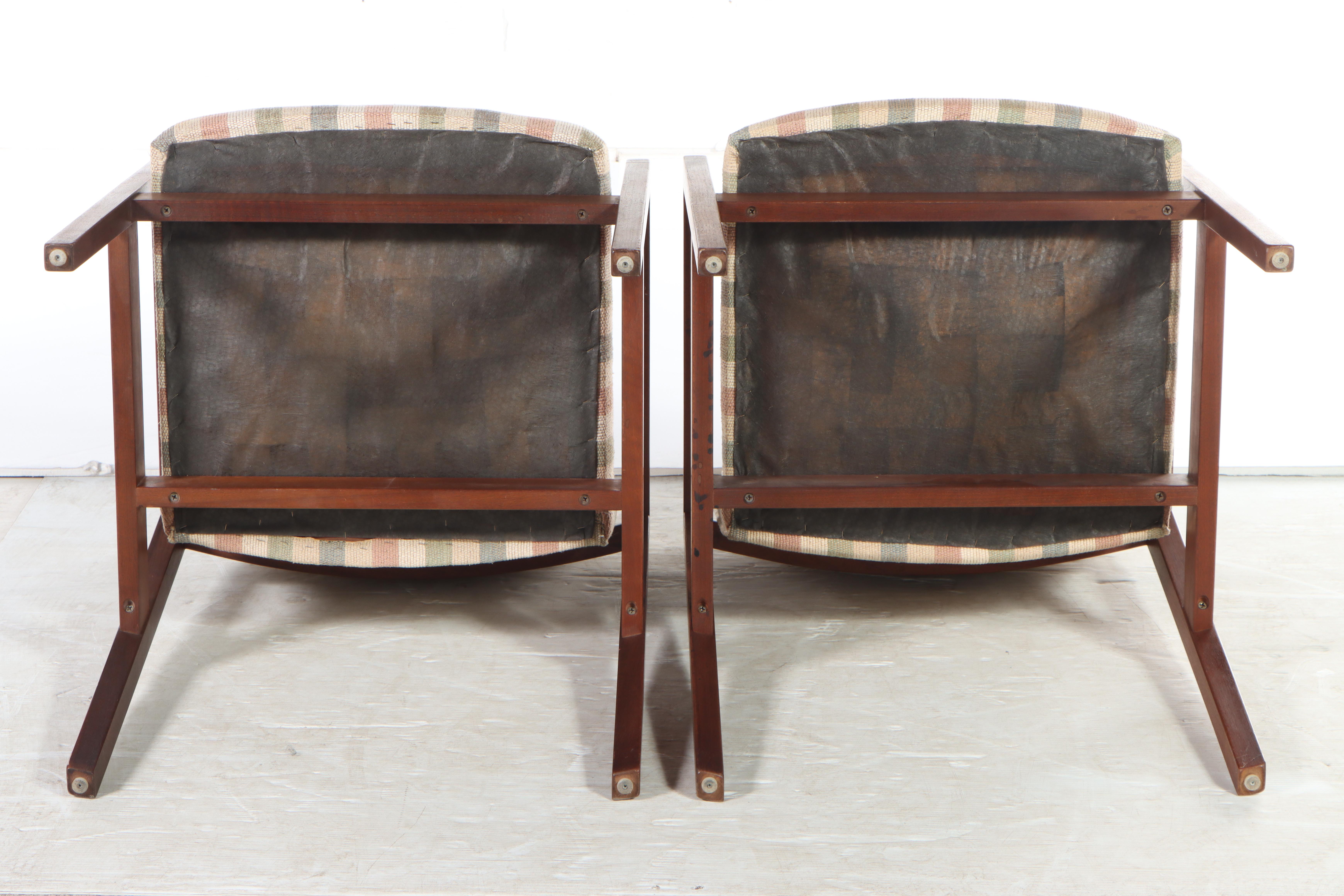 Pair of George Nelson for Herman Miller Walnut Open Armchairs