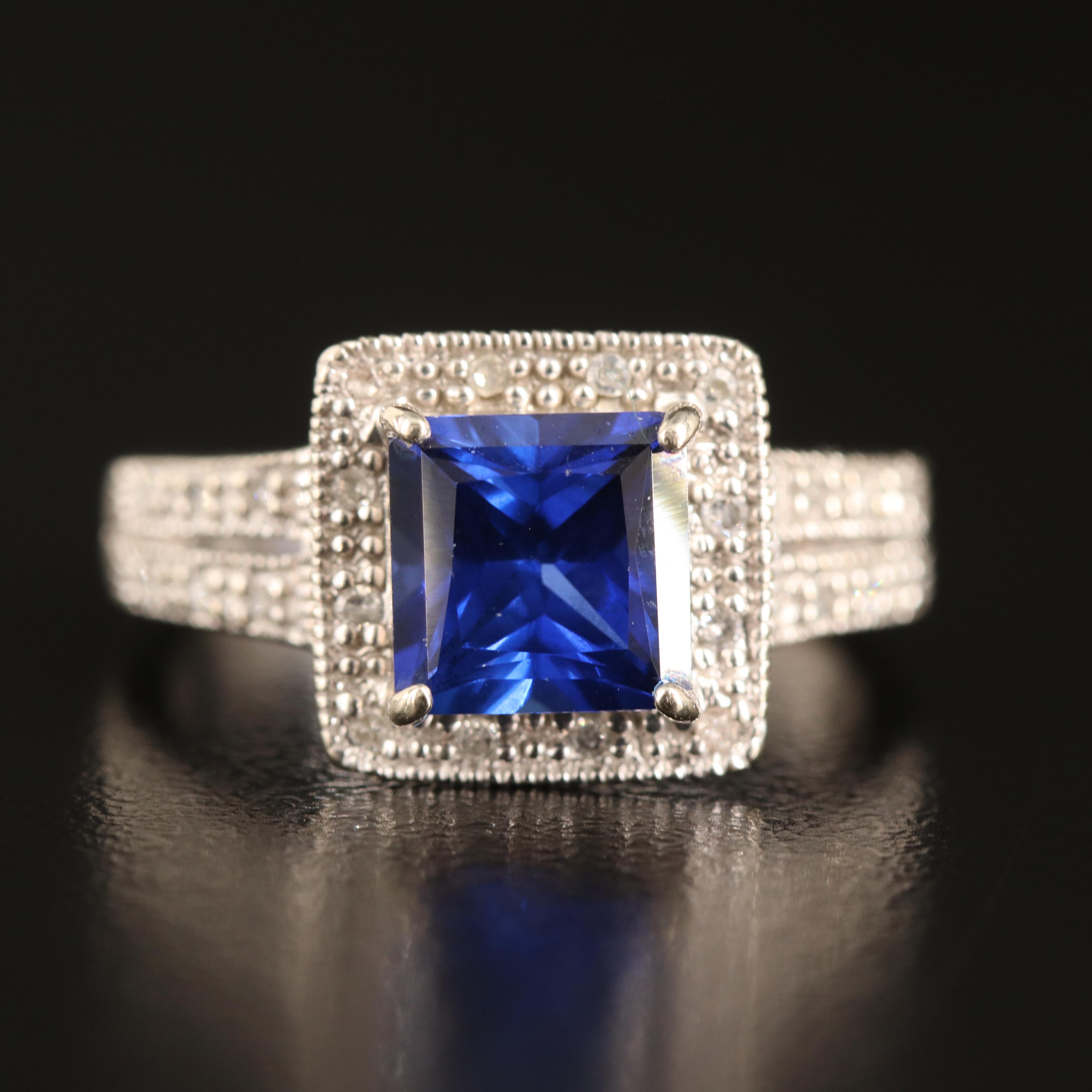 10K Sapphire and Diamond Ring