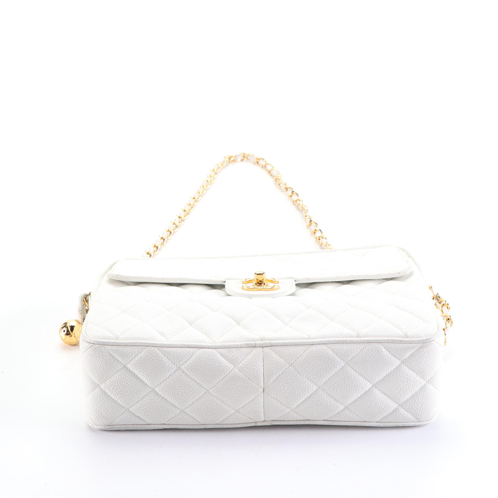 Chanel Shoulder Bag in Quilted Caviar Leather with Box