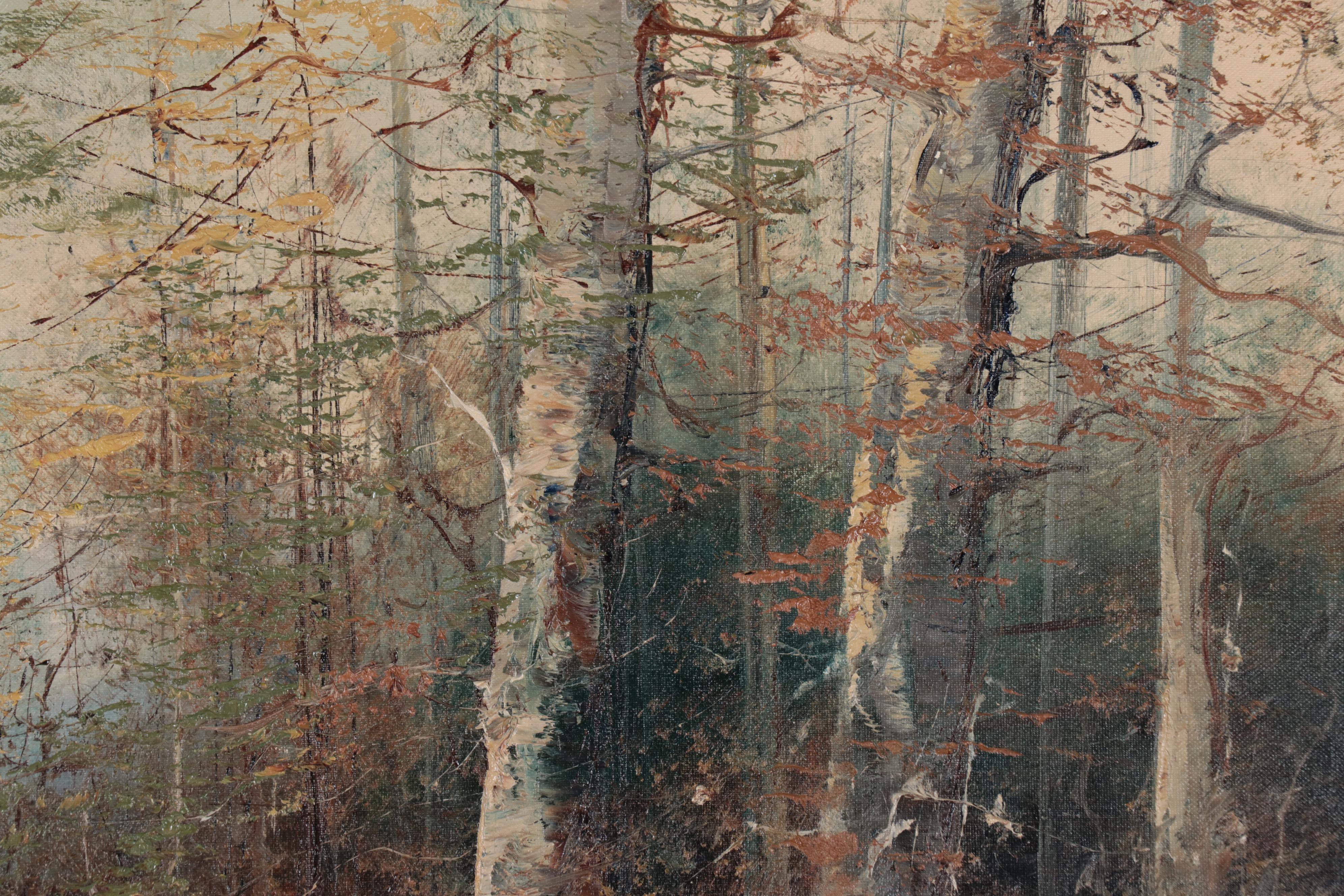 Mountainous Lake Landscape Oil Painting