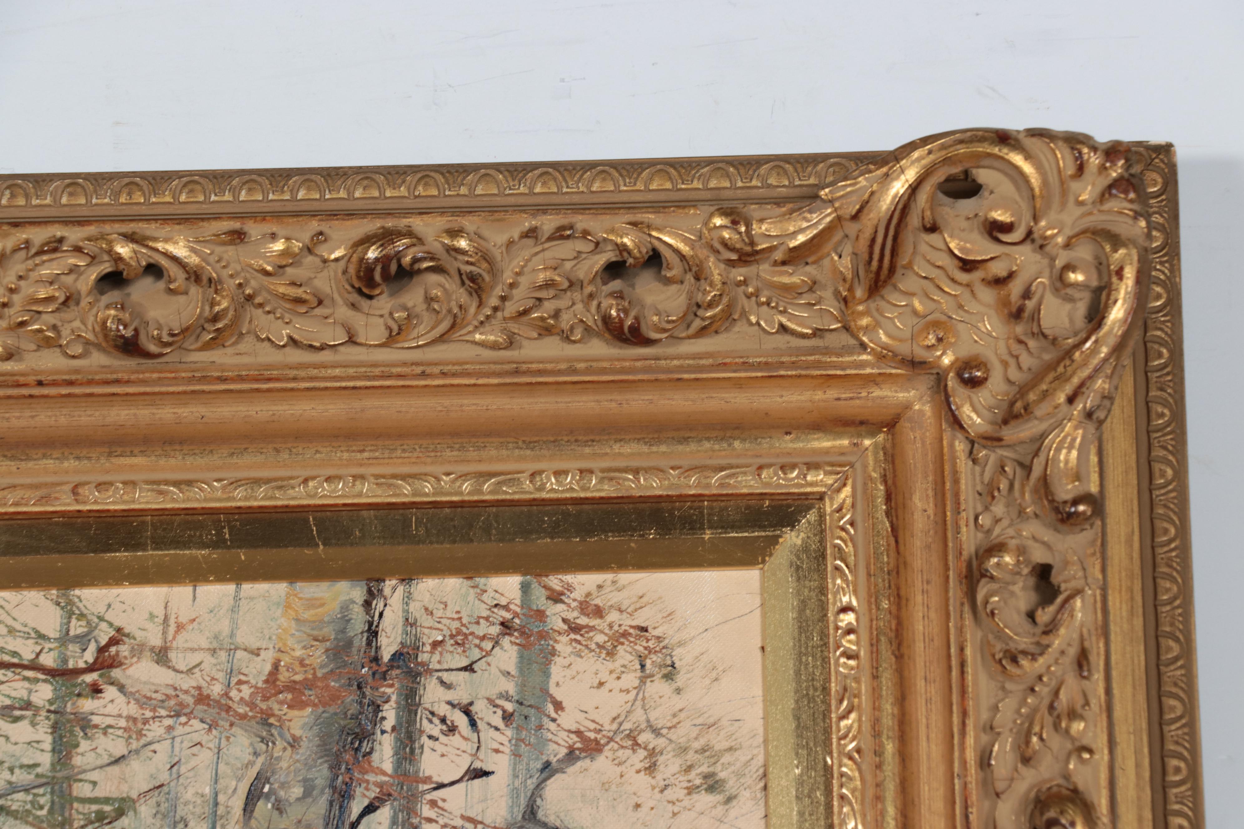 Mountainous Lake Landscape Oil Painting