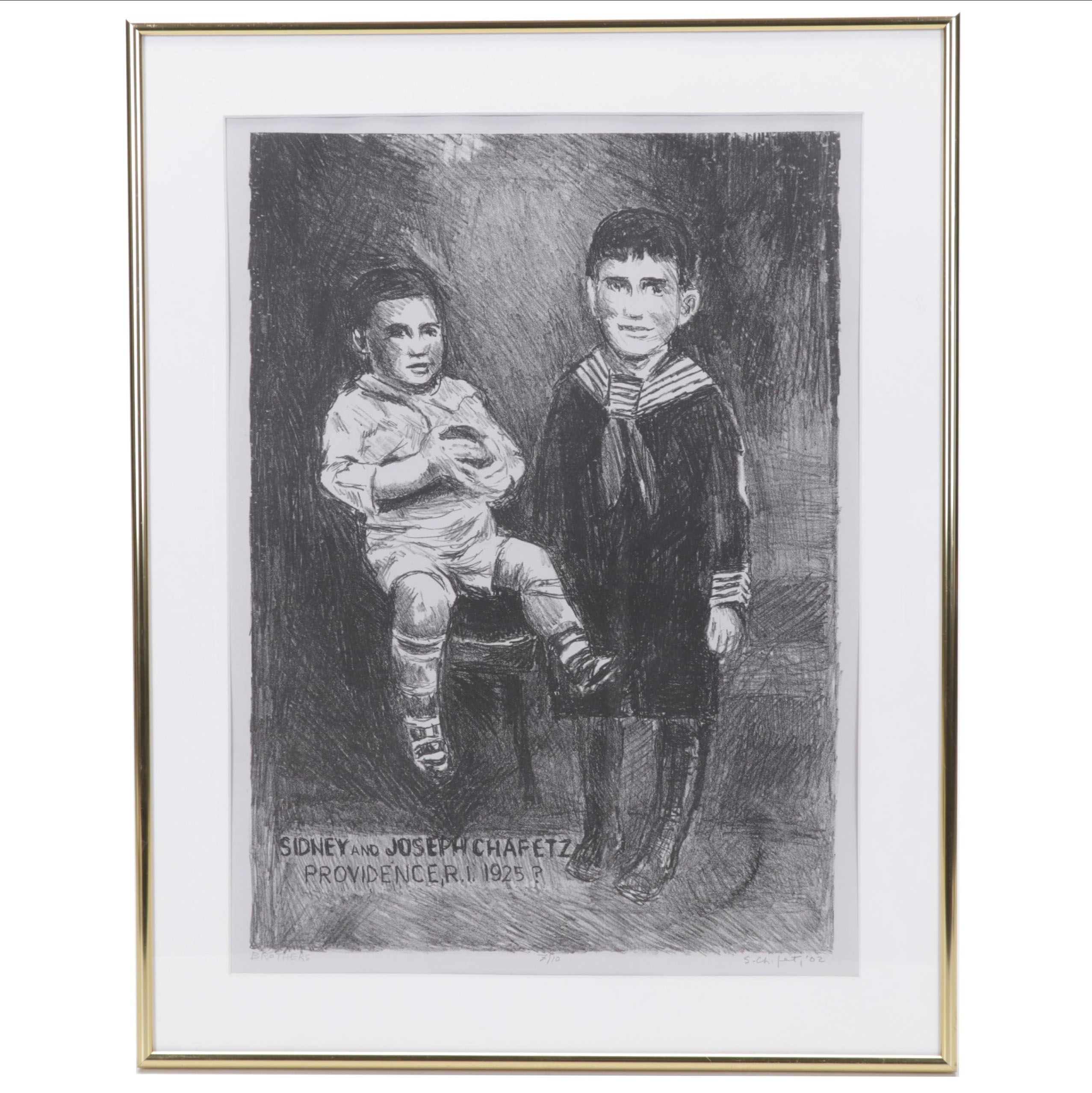 Sidney Chafetz Lithograph "Brothers," 2002