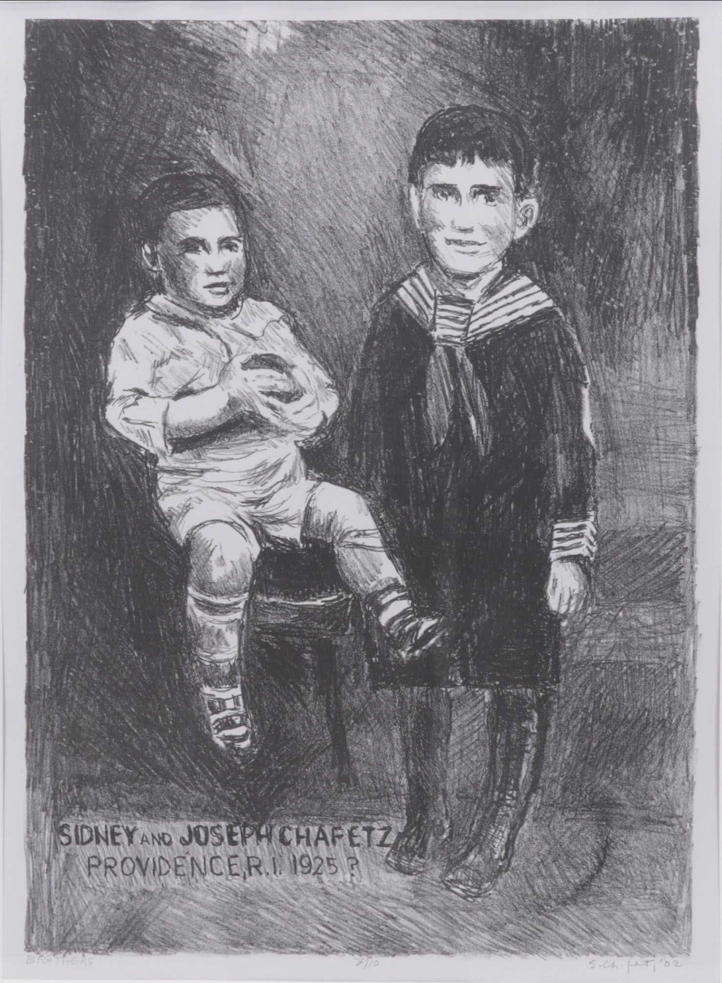 Sidney Chafetz Lithograph "Brothers," 2002