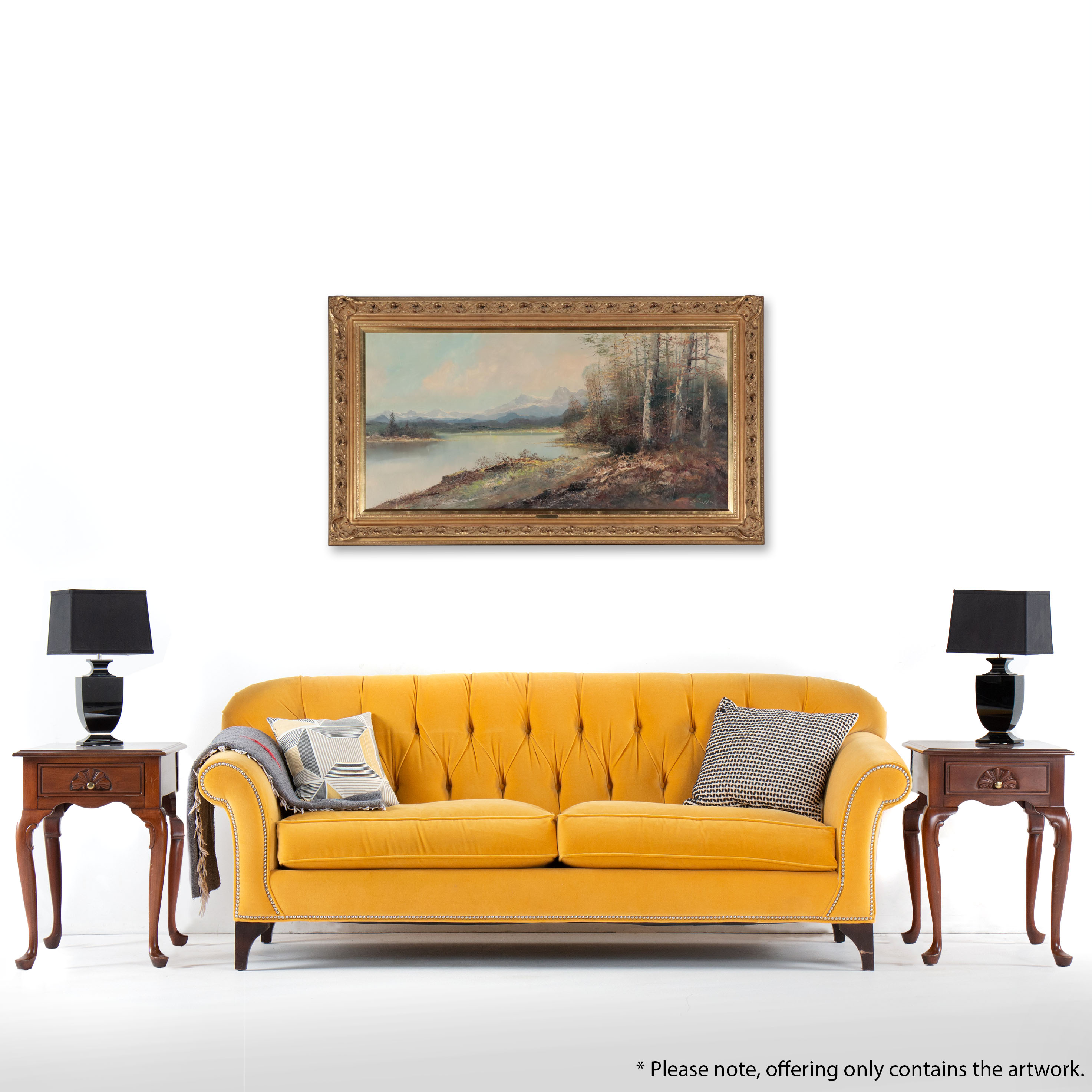 Mountainous Lake Landscape Oil Painting