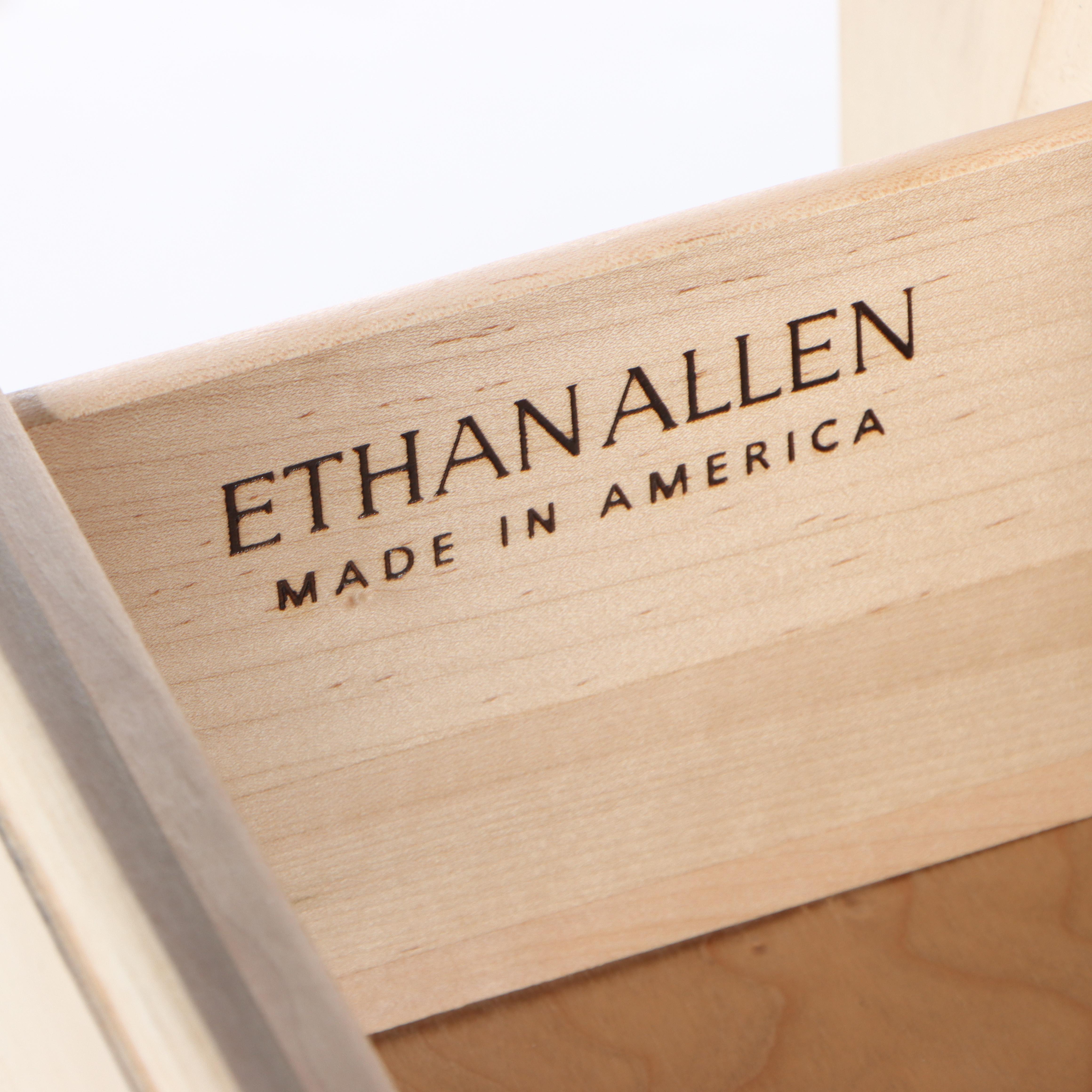 Ethan Allen Hand-Painted Antiqued Chest of Drawers With Floral and Bird Motif