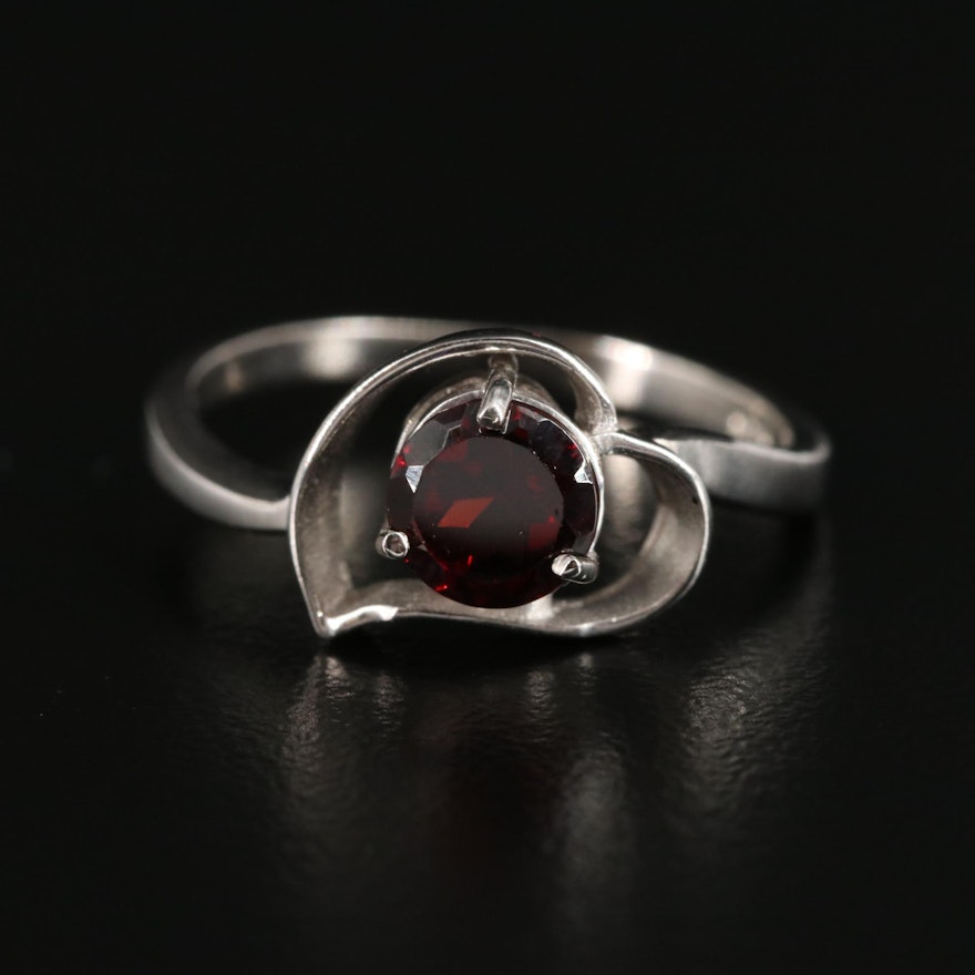 Sterling Garnet Heart Ring