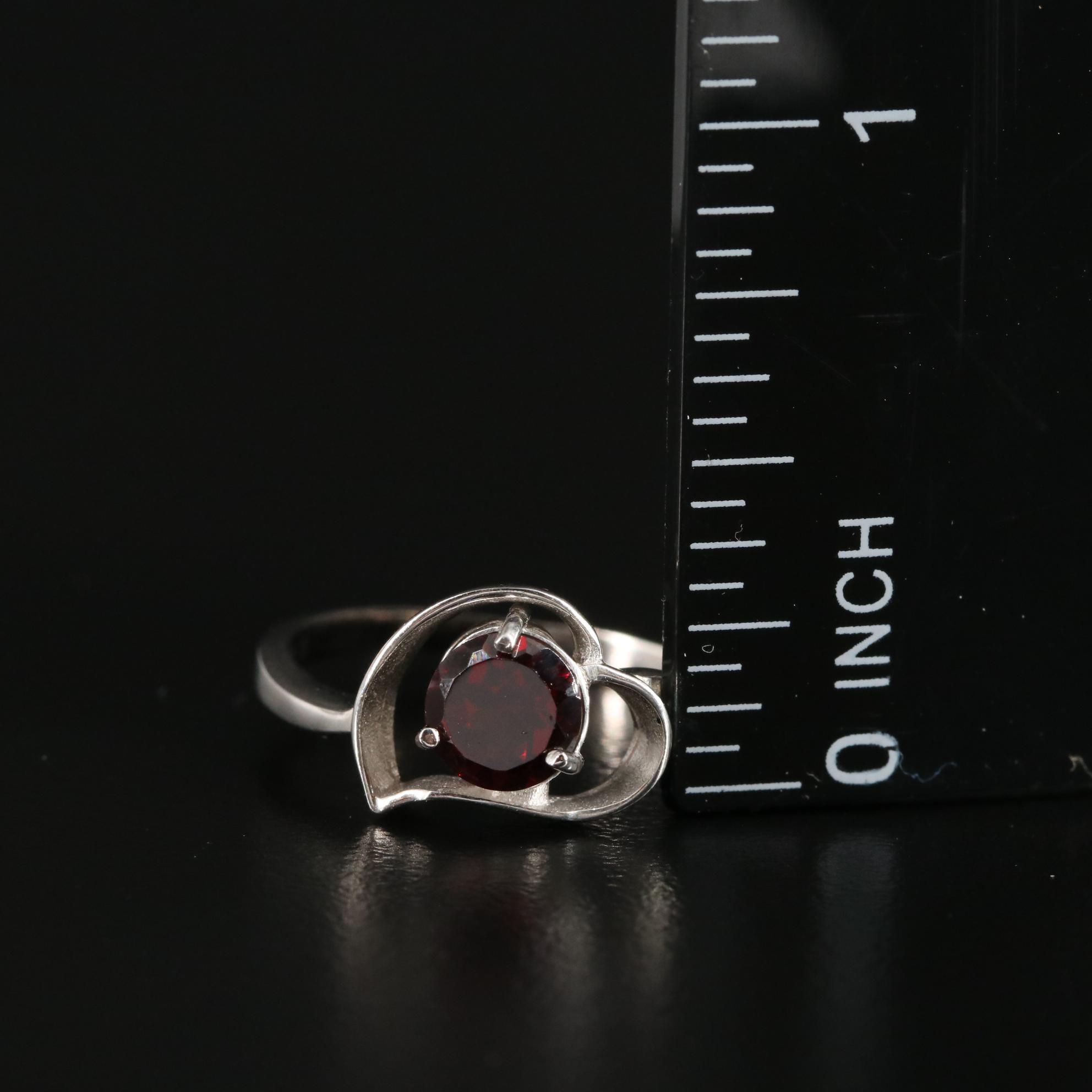 Sterling Garnet Heart Ring