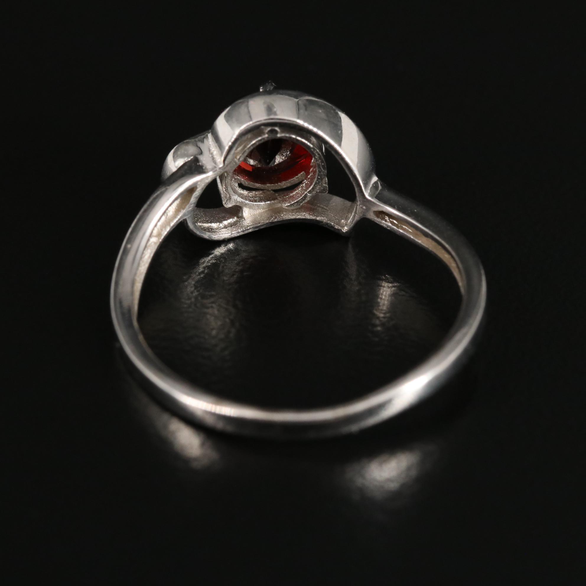 Sterling Garnet Heart Ring