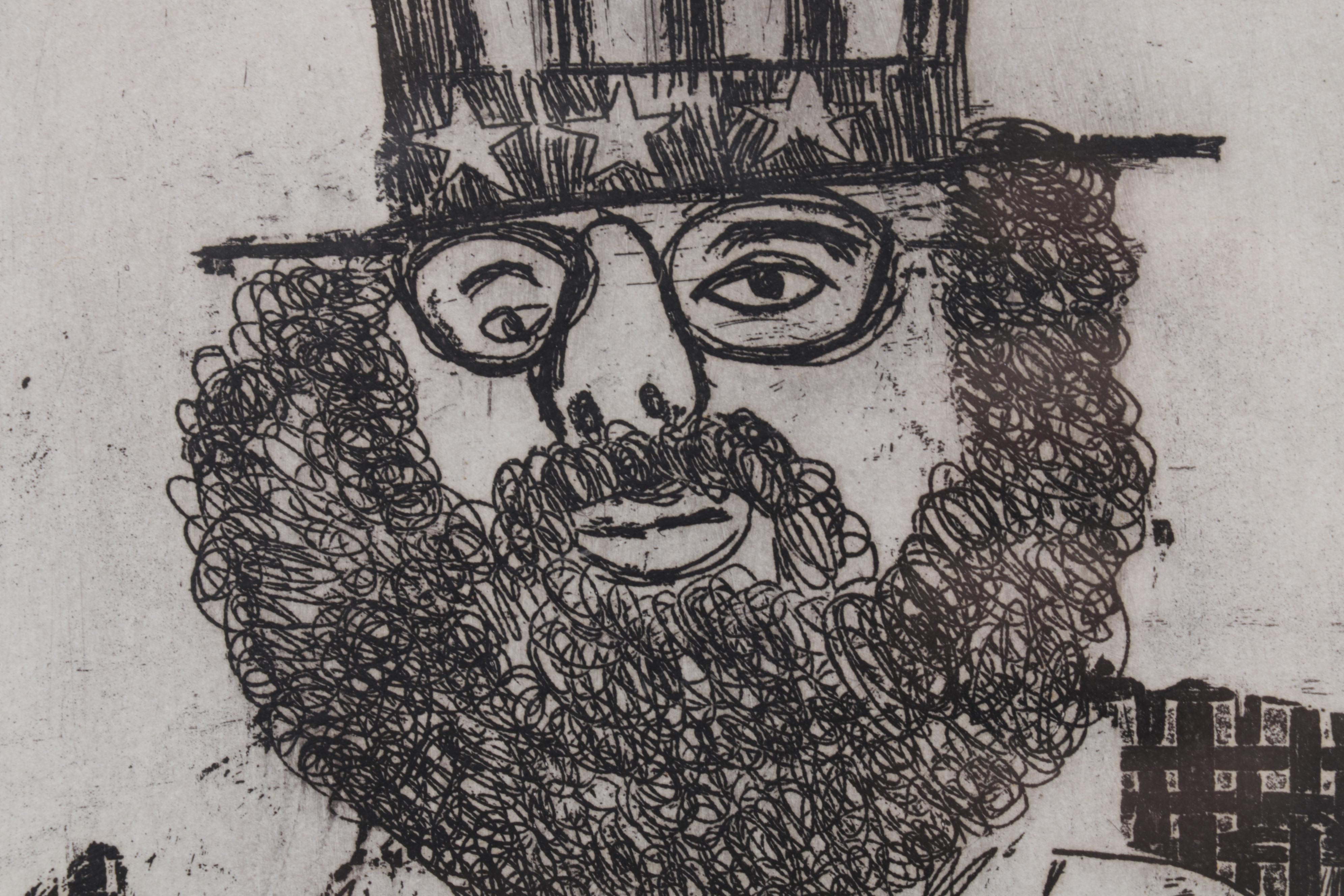 Sidney Chafetz Lithograph and Etching "I Hear America Singing II," 1971