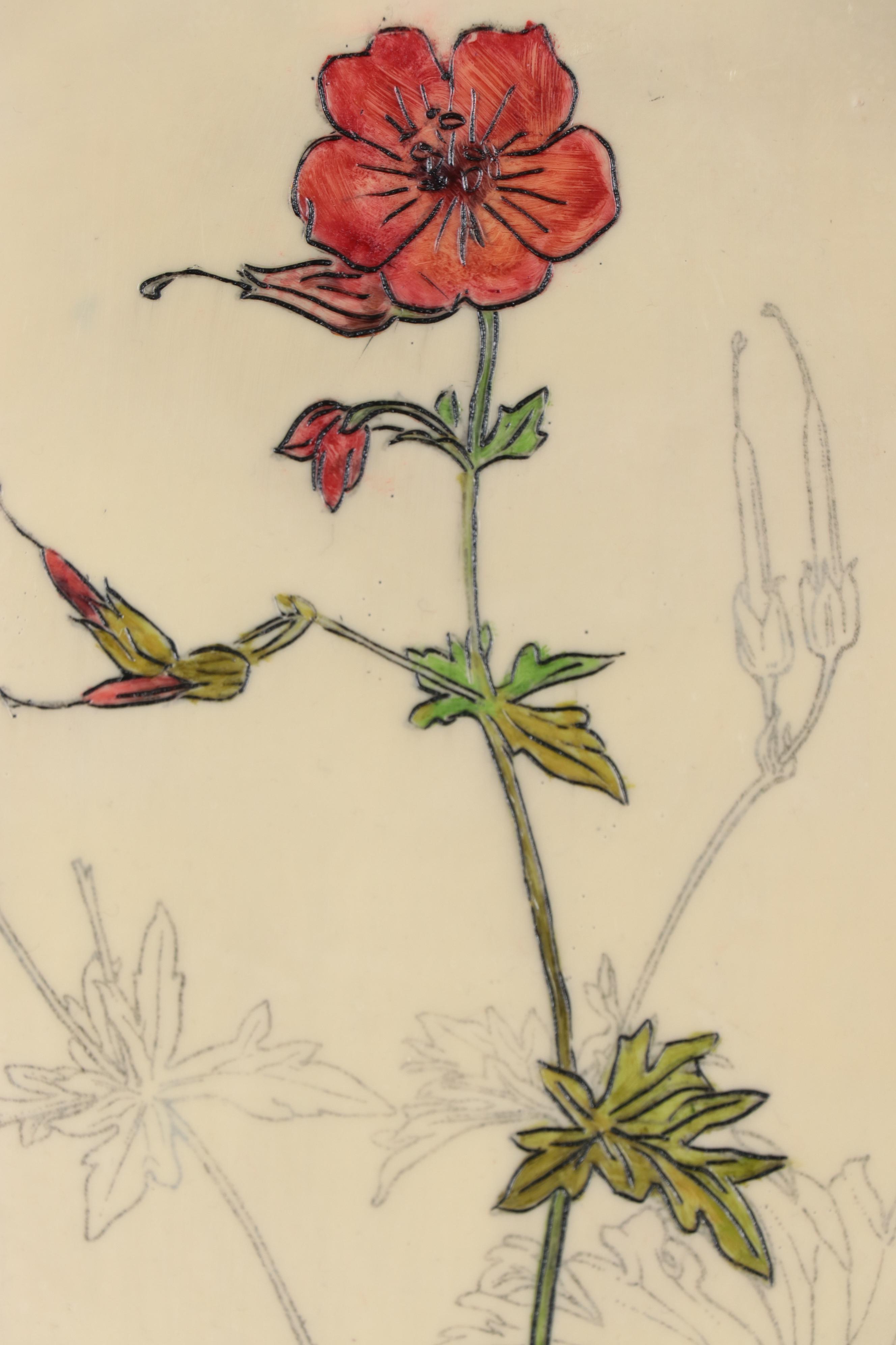 Ursula J. Brenner Encaustic Painting of Flowers