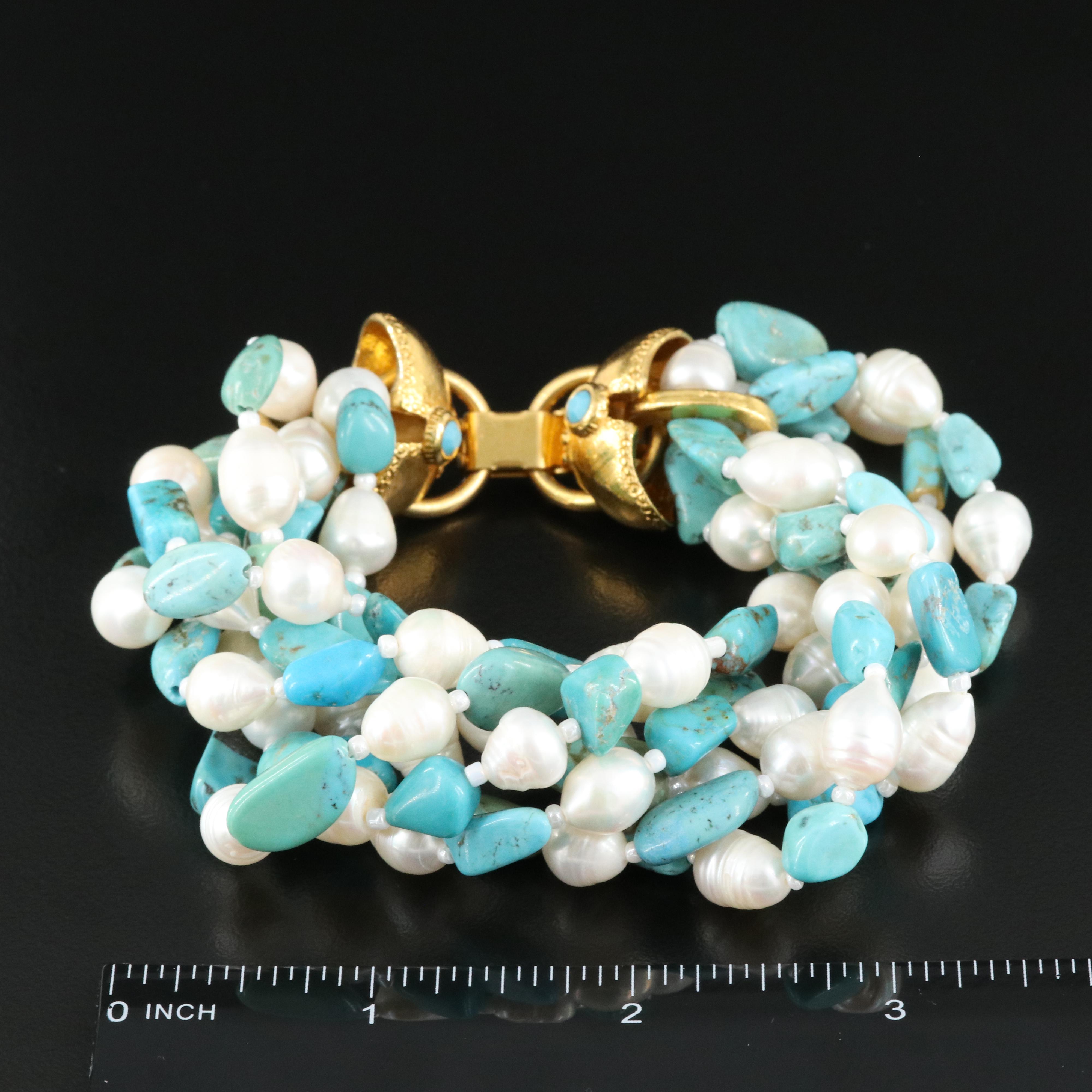 Barrera Pearl, Turquoise, and Glass Bracelet