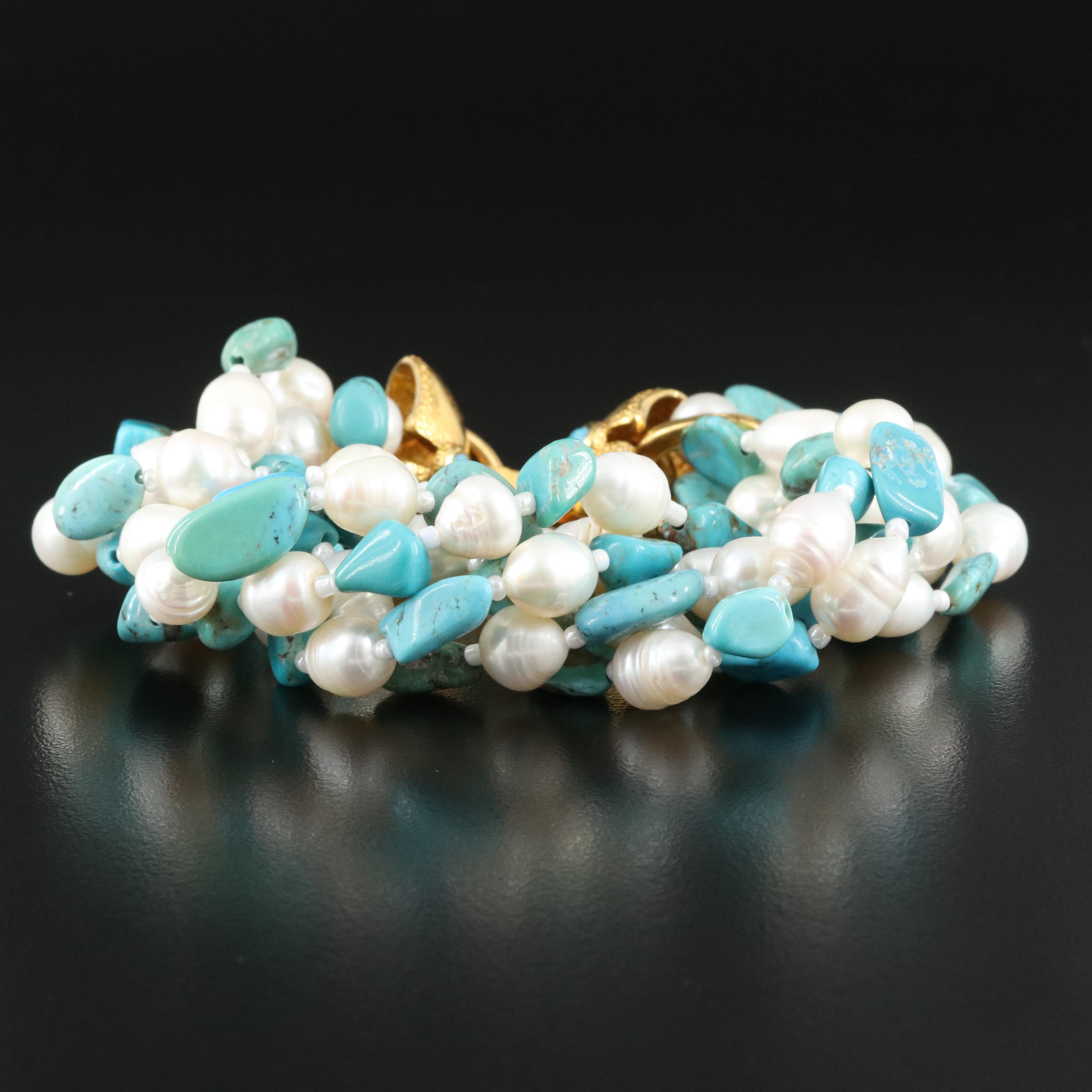 Barrera Pearl, Turquoise, and Glass Bracelet