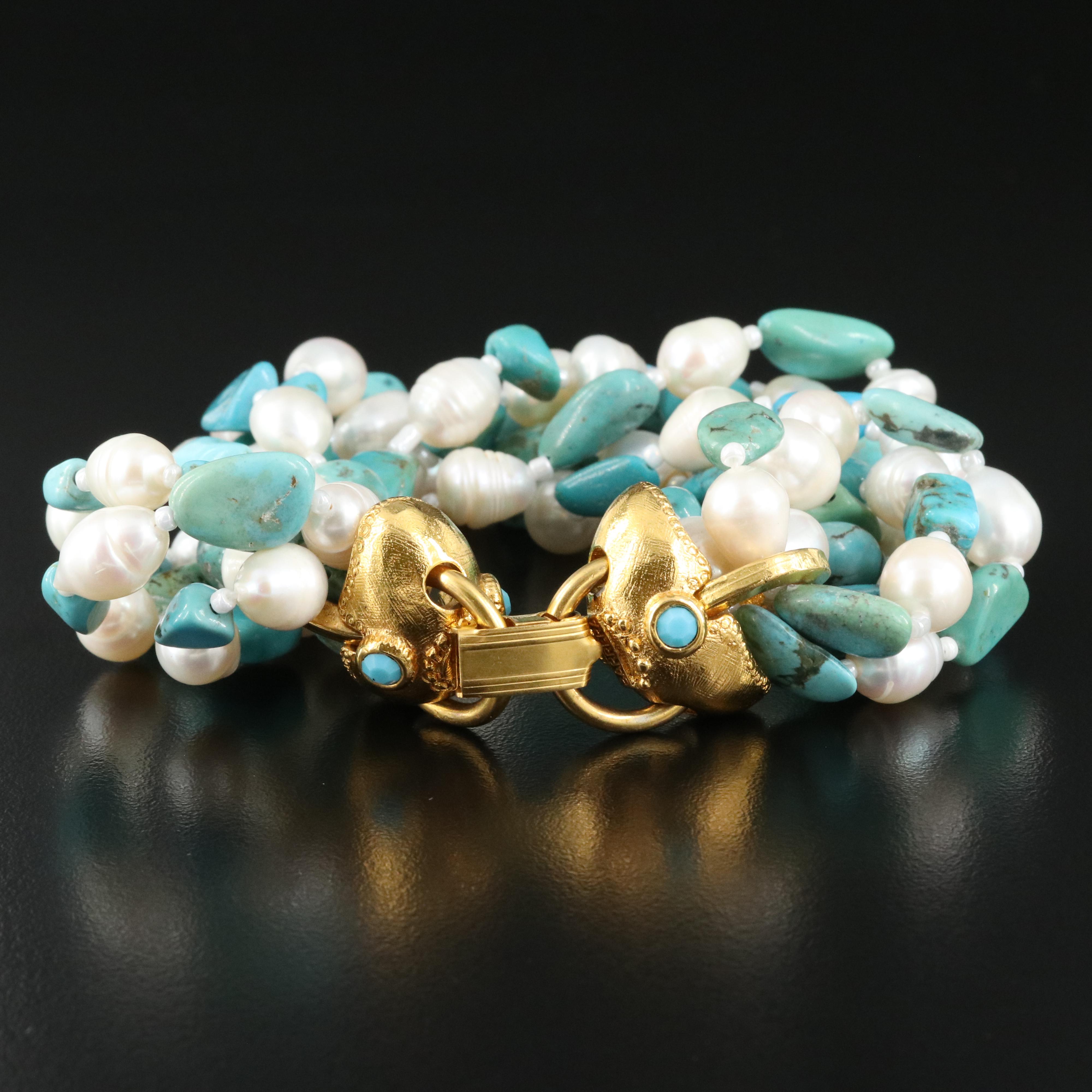 Barrera Pearl, Turquoise, and Glass Bracelet