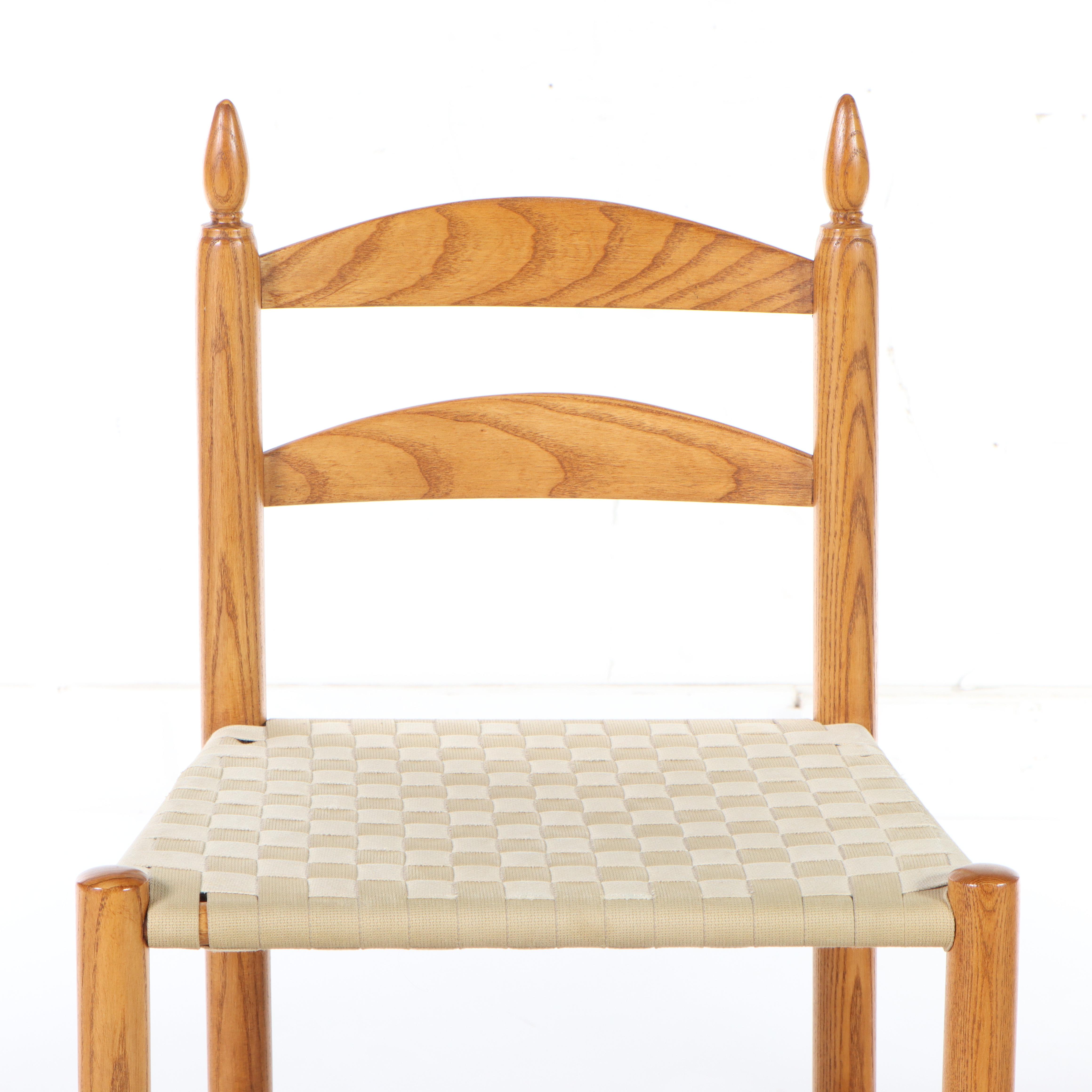 Oak Ladder Back Counter Stools with Woven Webbed Seats