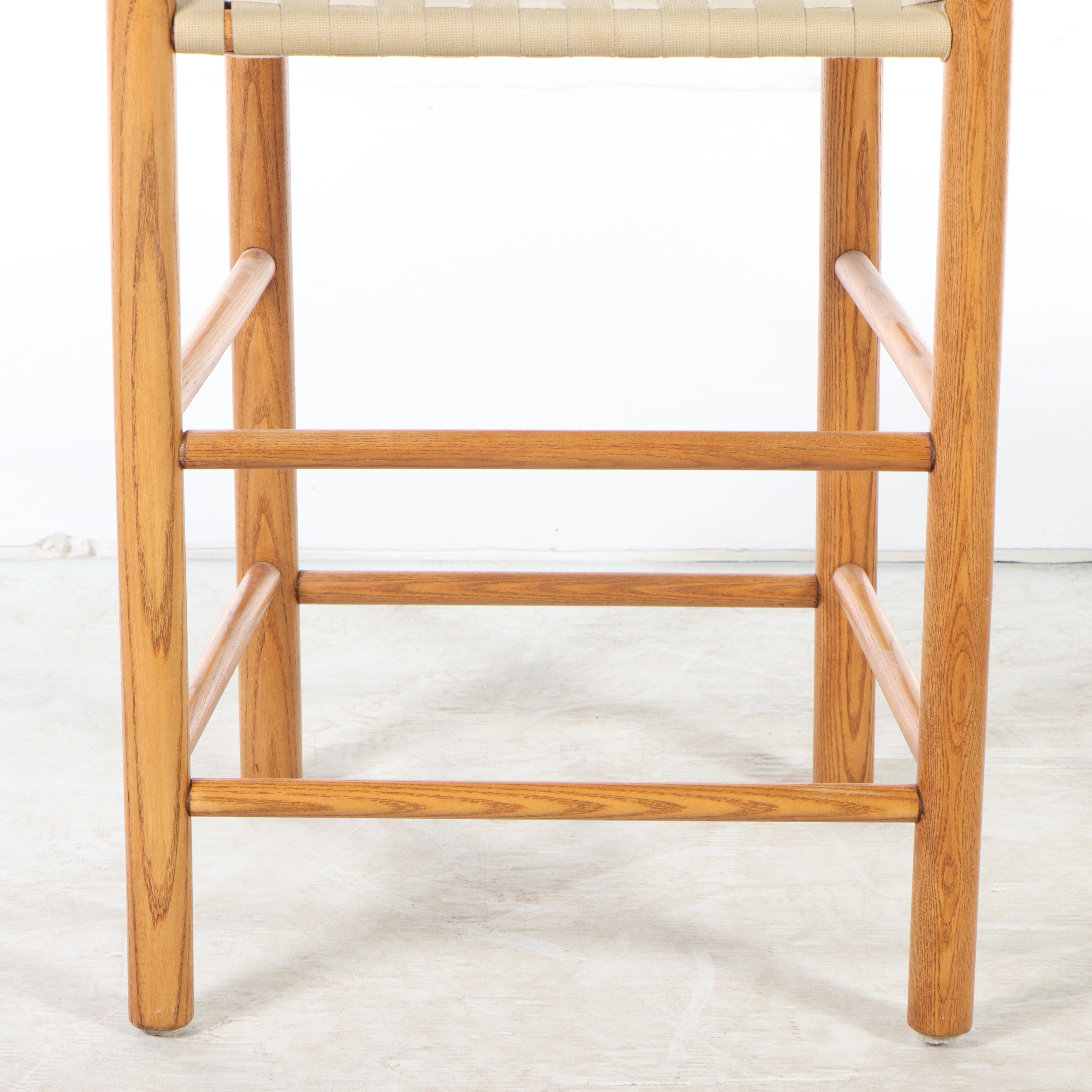 Oak Ladder Back Counter Stools with Woven Webbed Seats