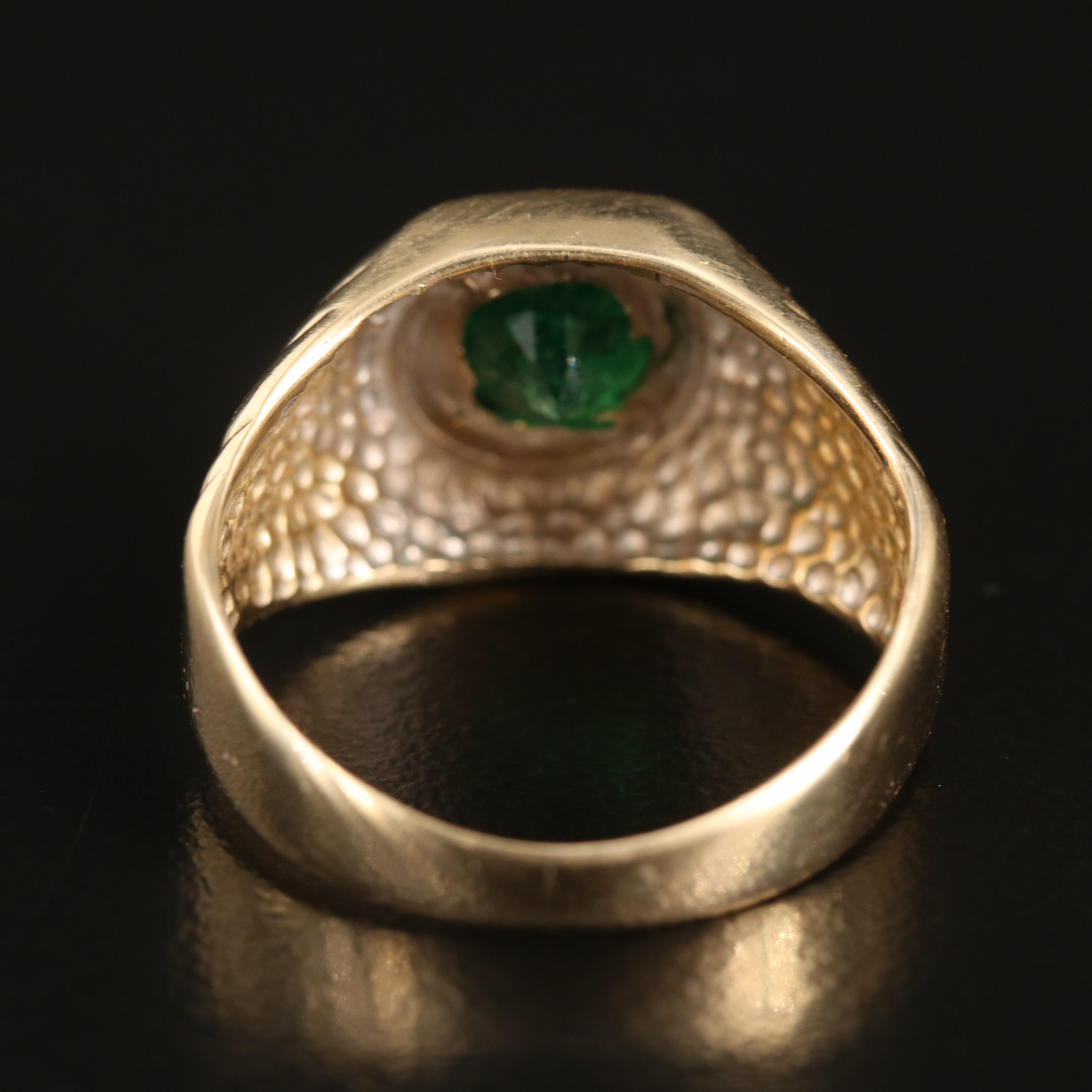14K Emerald Ring with Fluted Shoulders