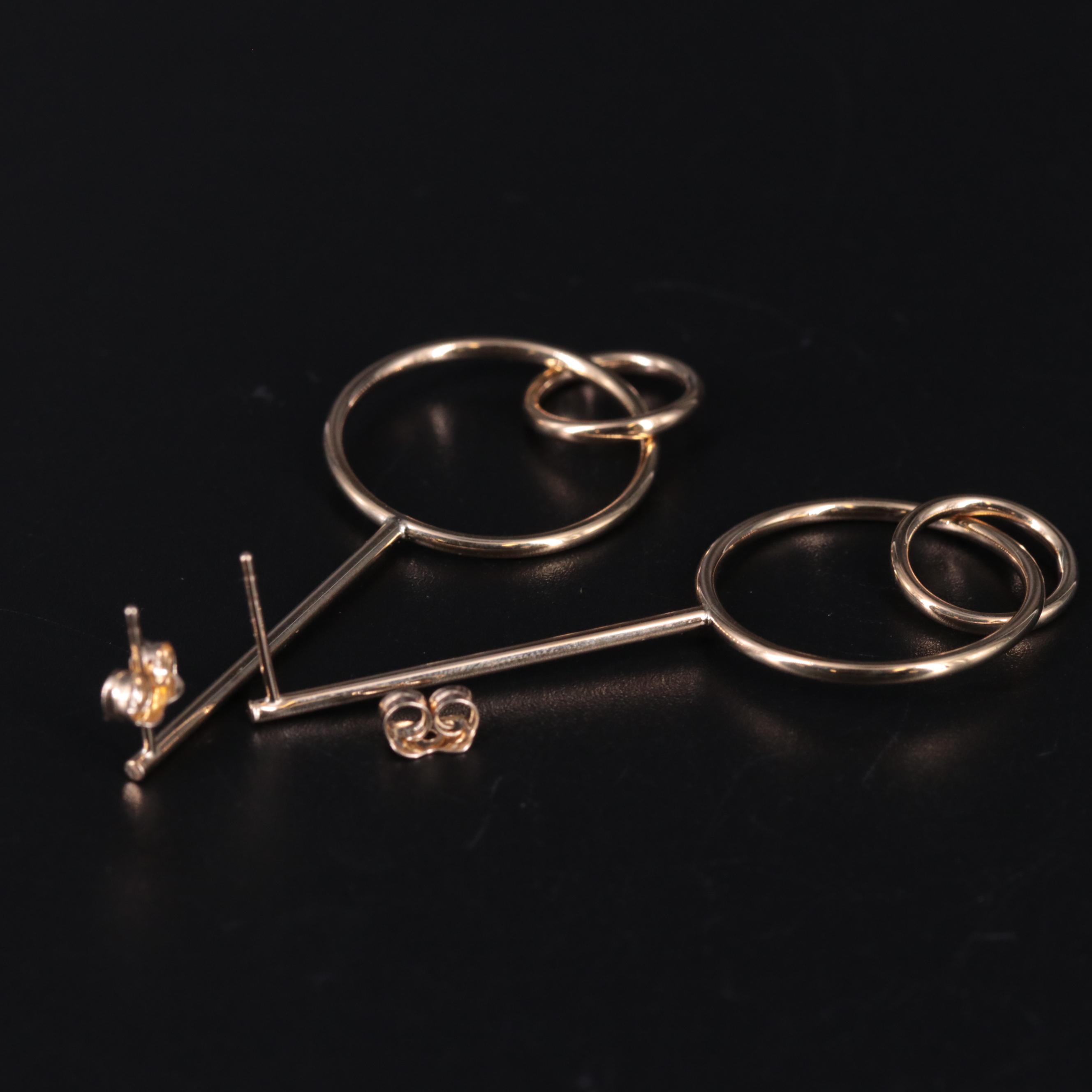 10K Circular Drop Earrings