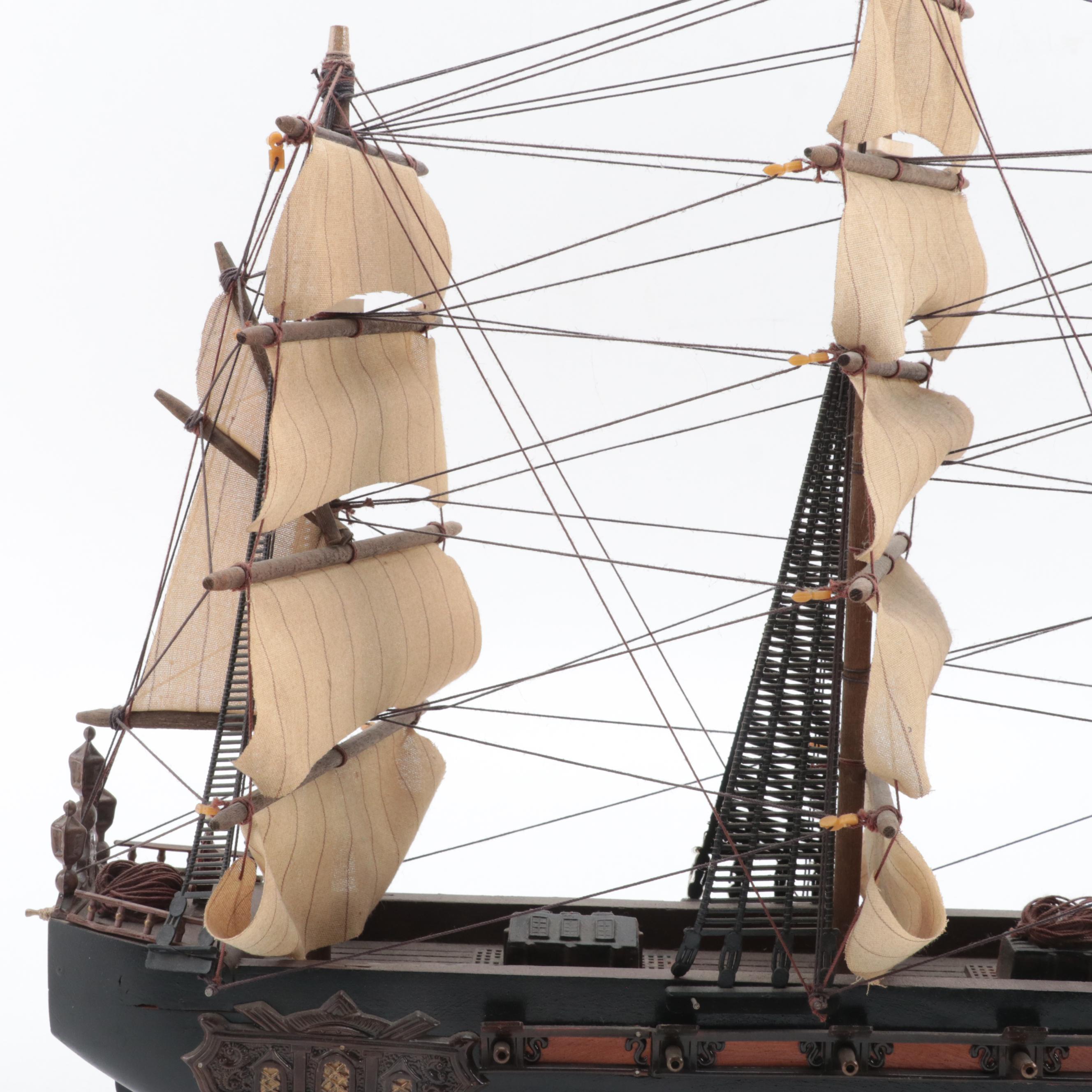 Hand-Crafted Model of 16th Century Spanish Frigate Ship, Mid to Late 20th C