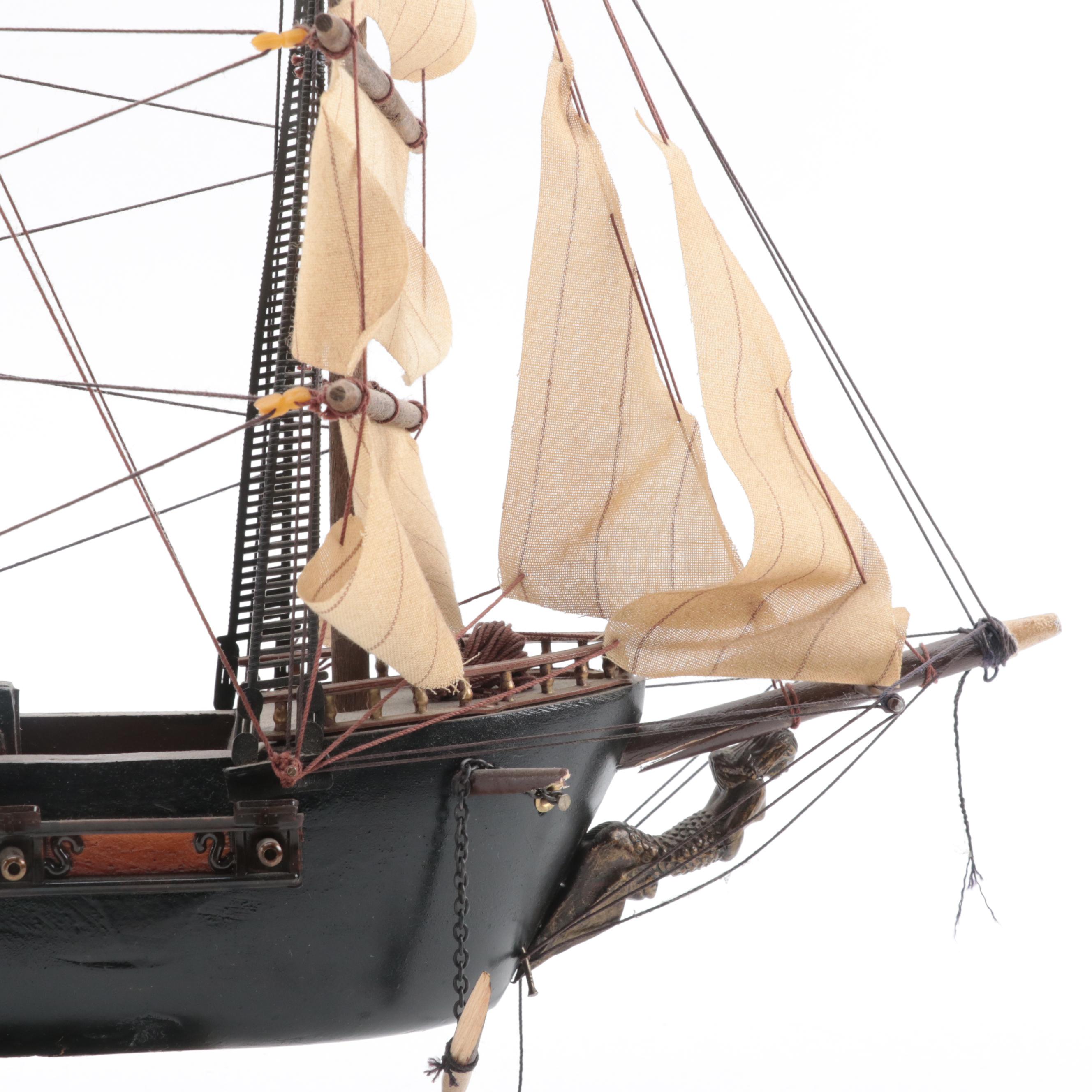 Hand-Crafted Model of 16th Century Spanish Frigate Ship, Mid to Late 20th C