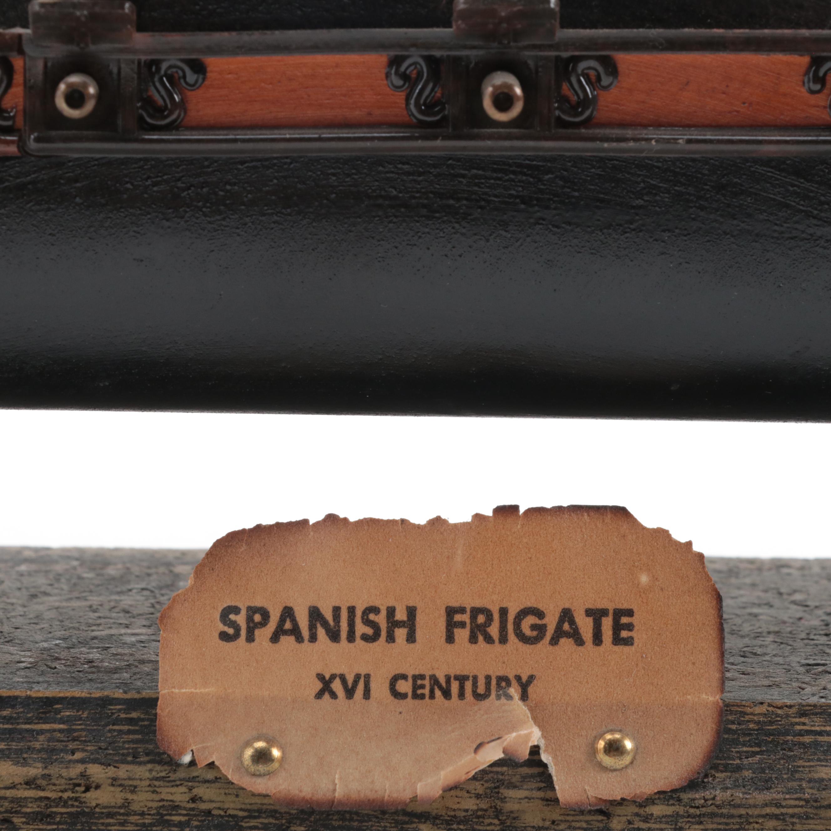 Hand-Crafted Model of 16th Century Spanish Frigate Ship, Mid to Late 20th C