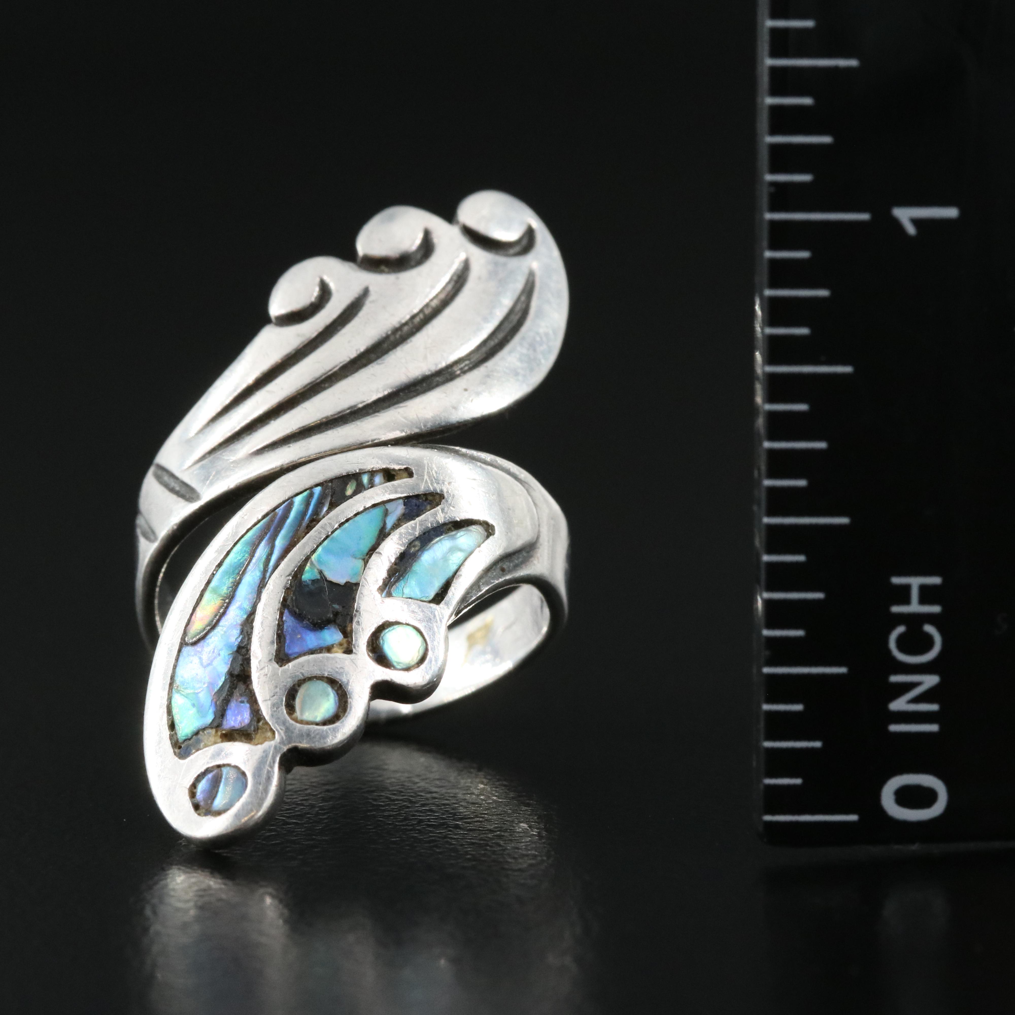 Mexican Sterling Abalone Bypass Ring