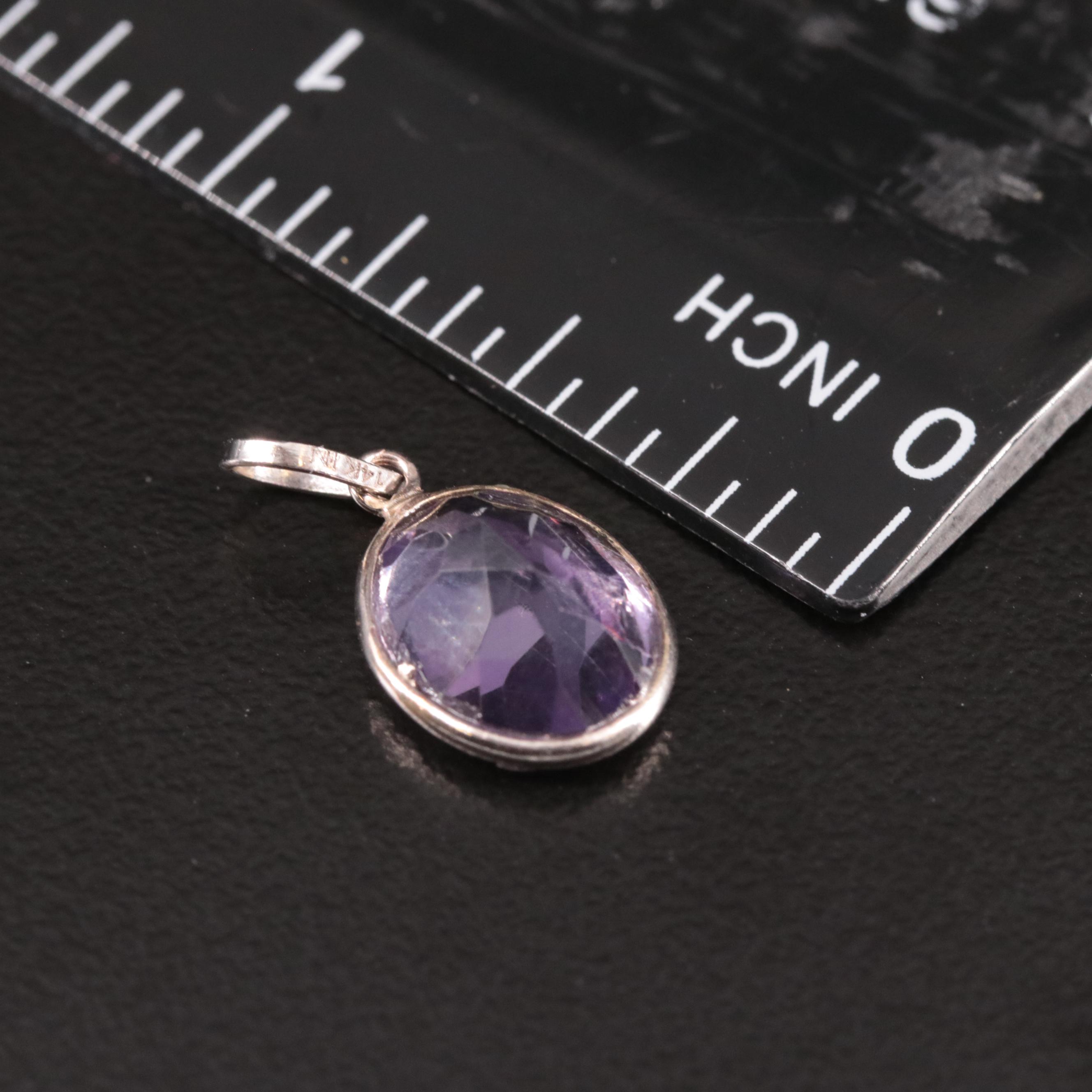 14K Oval Amethyst Pendant