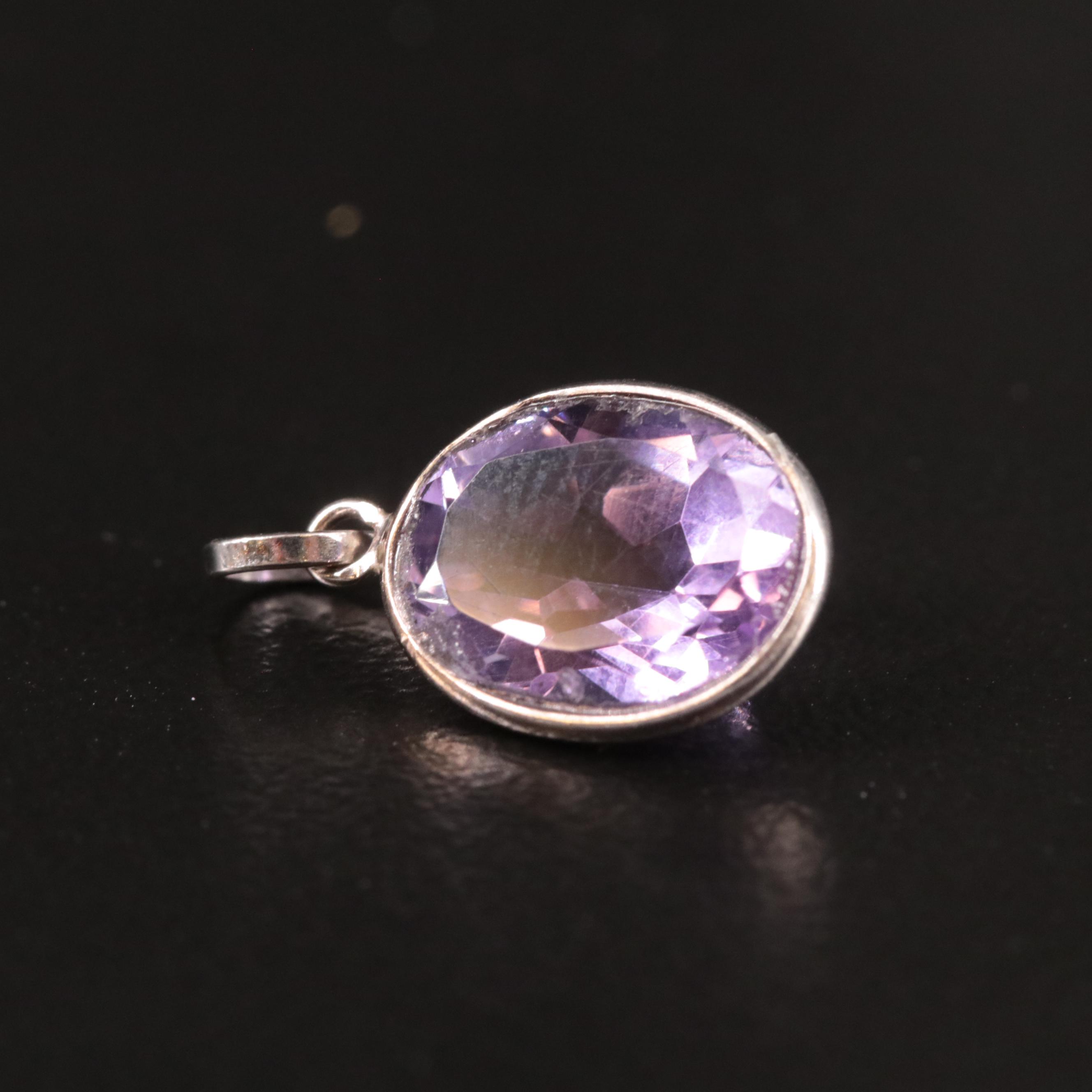 14K Oval Amethyst Pendant
