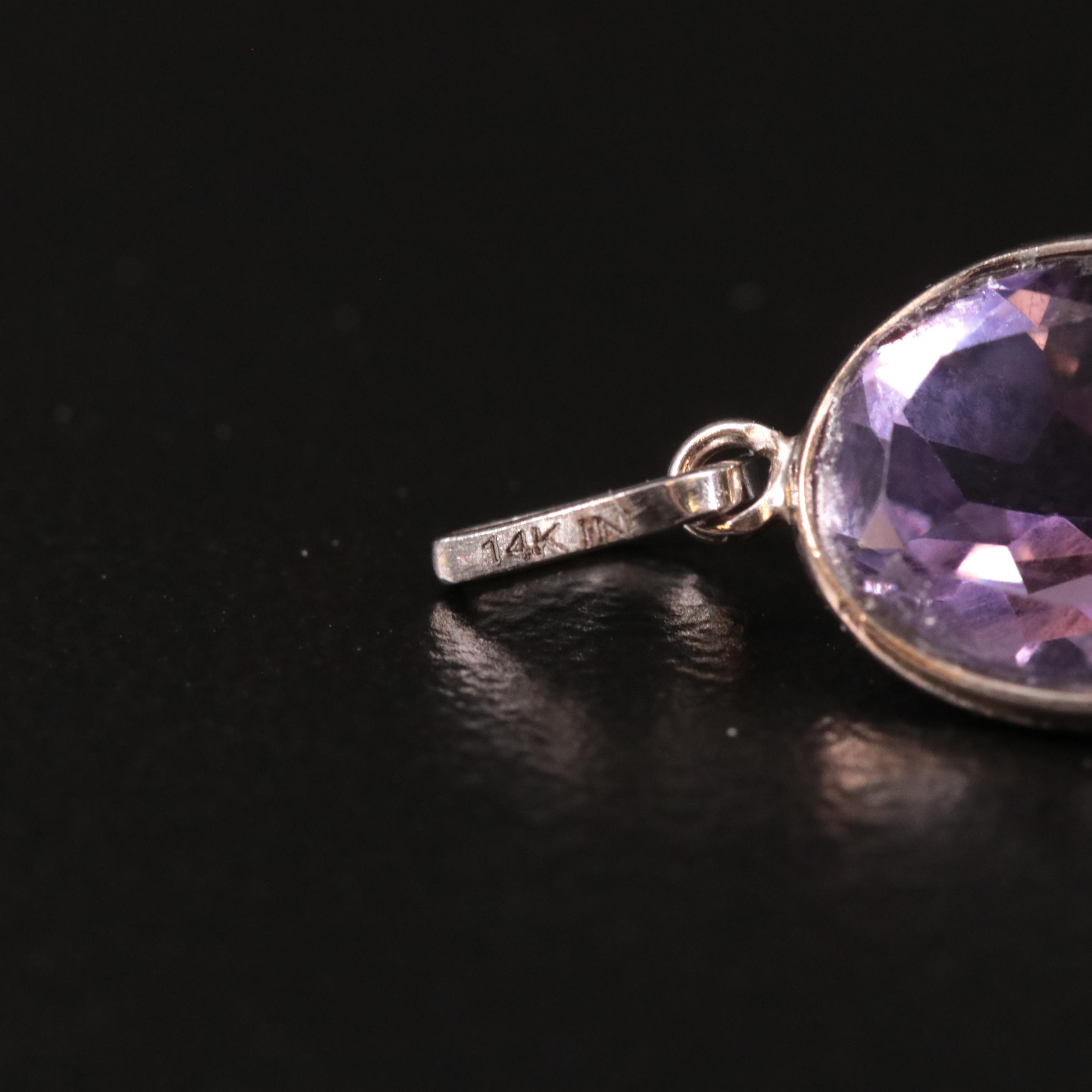 14K Oval Amethyst Pendant